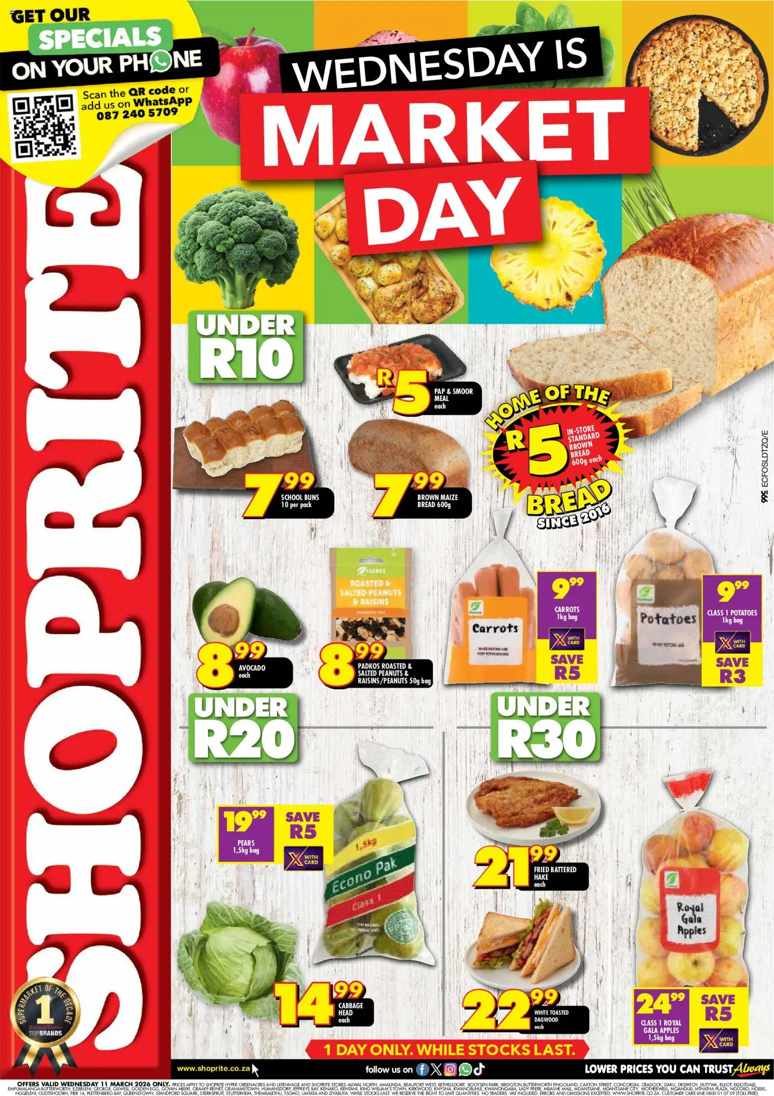 New Shoprite catalogue – valid from 11.03.2026 | Page: 1 | Products: Pears, Bag, Carrots, Peanuts