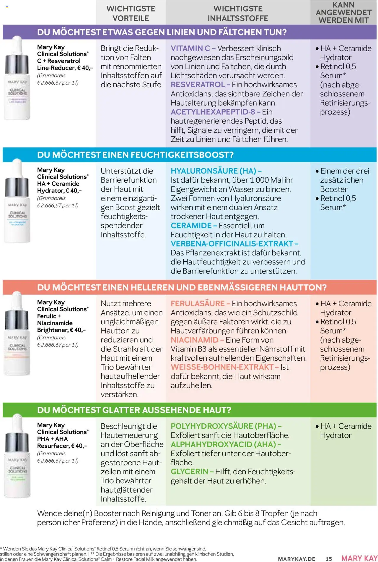 Mary Kay Katalog - gültig ab dem 16.07.2025 | Seite: 15 | Produkte: Toner, Wasser, Serum