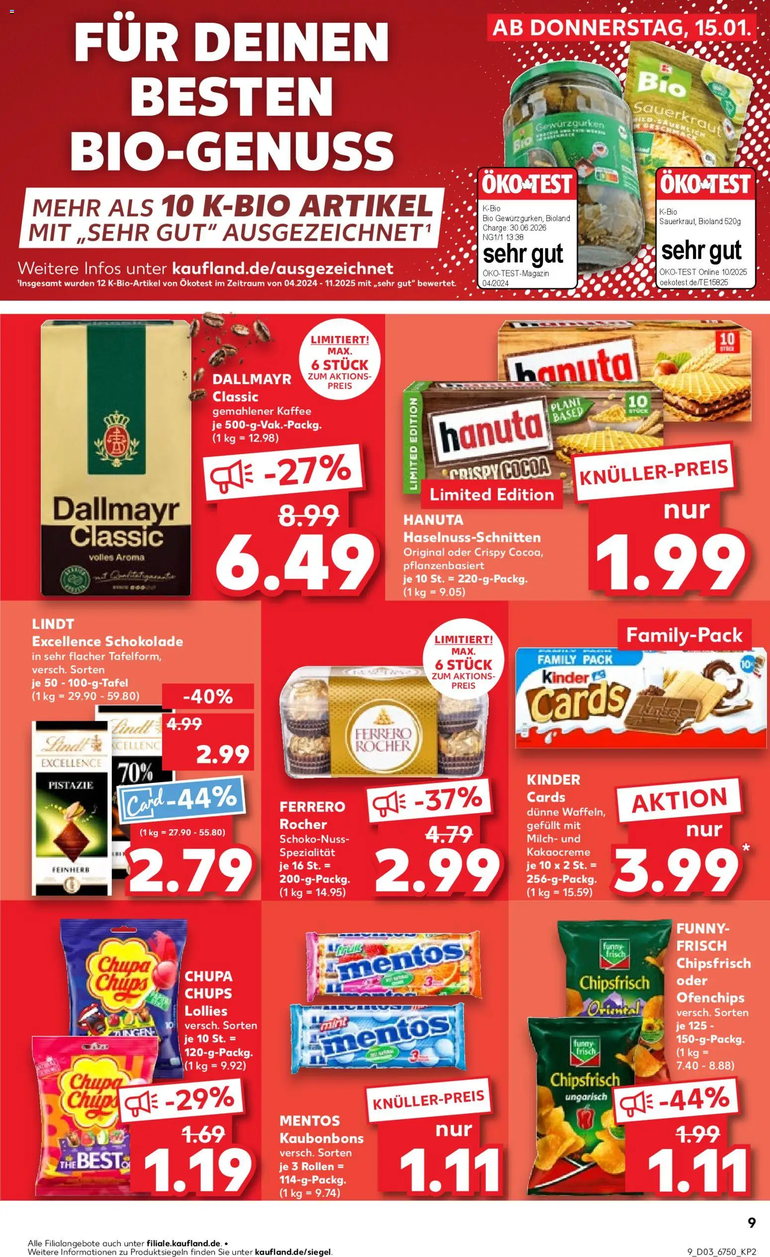 Kaufland prospekt Berlin	 – gültig ab 15.01.2026 | Seite: 9 | Produkte: Kaffee, Schokolade, Dallmayr, Chips