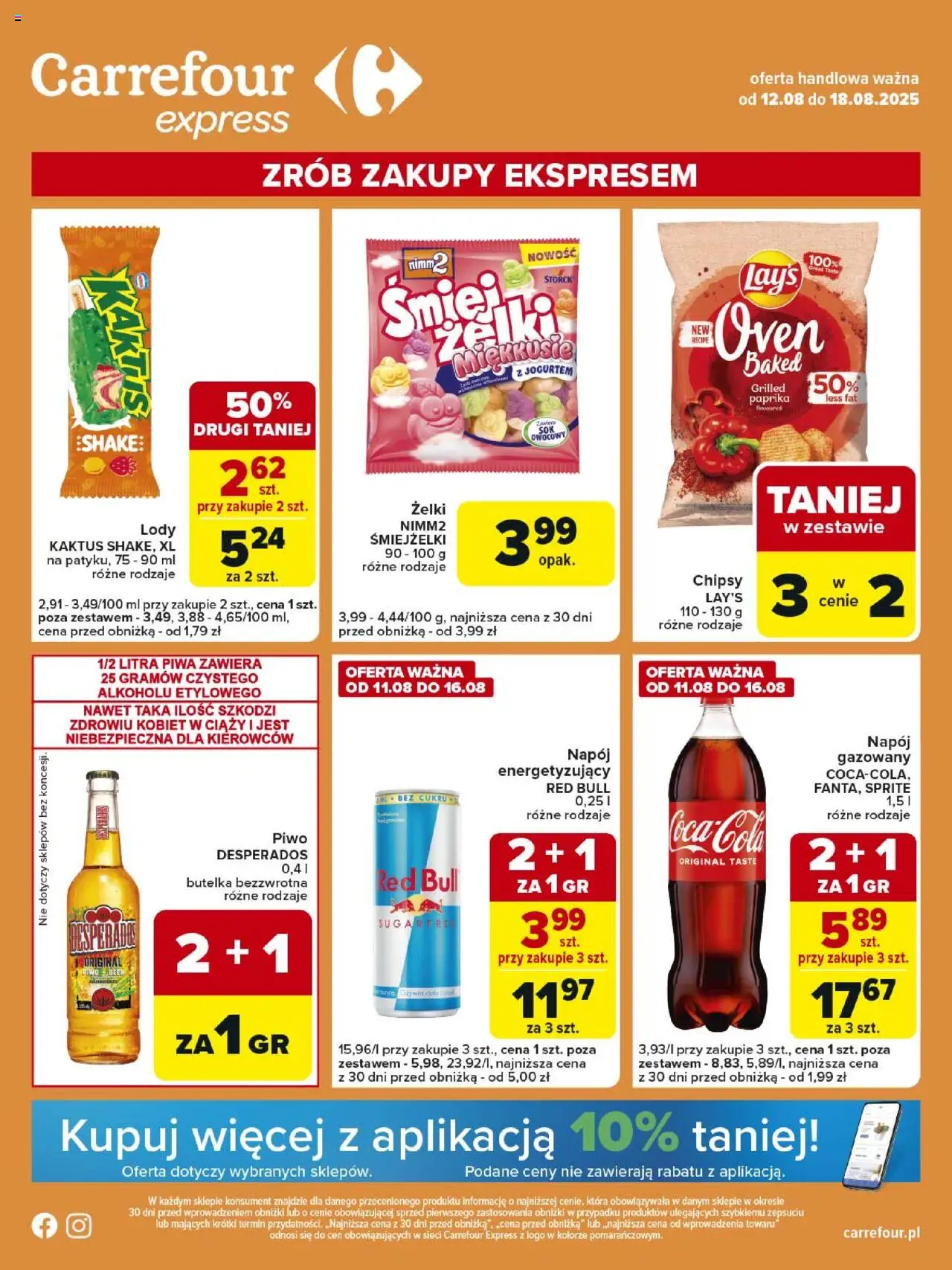 Carrefour Gazetka - Express od 12.08.2025 | Strona: 1 | Produkty: Red bull, Piwo Desperados, Żelki, Piwo