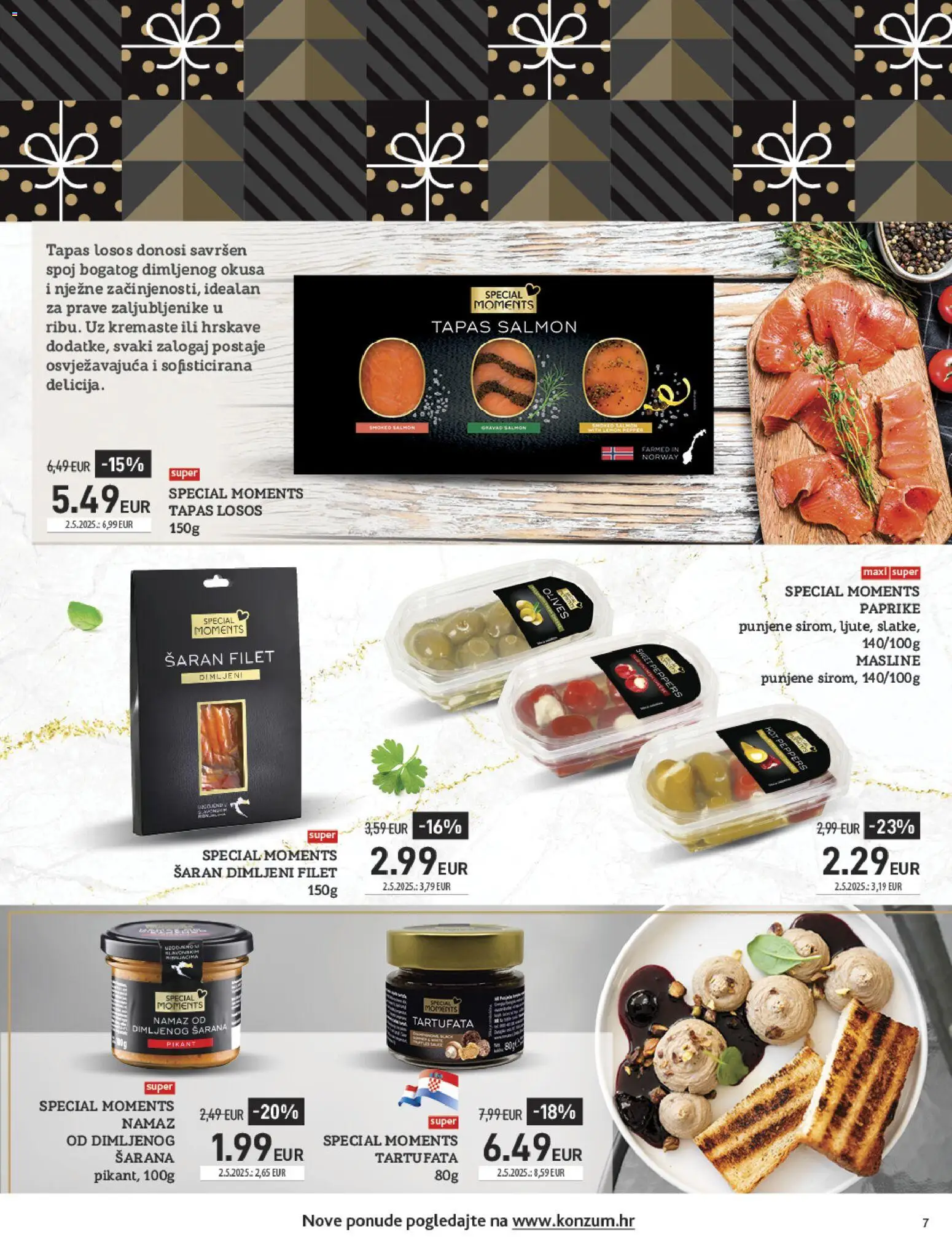 Konzum katalog | vrijedi od 10.11.2025 | Stranica: 7 | Proizvodi: Šaran, Masline, Losos, Namaz
