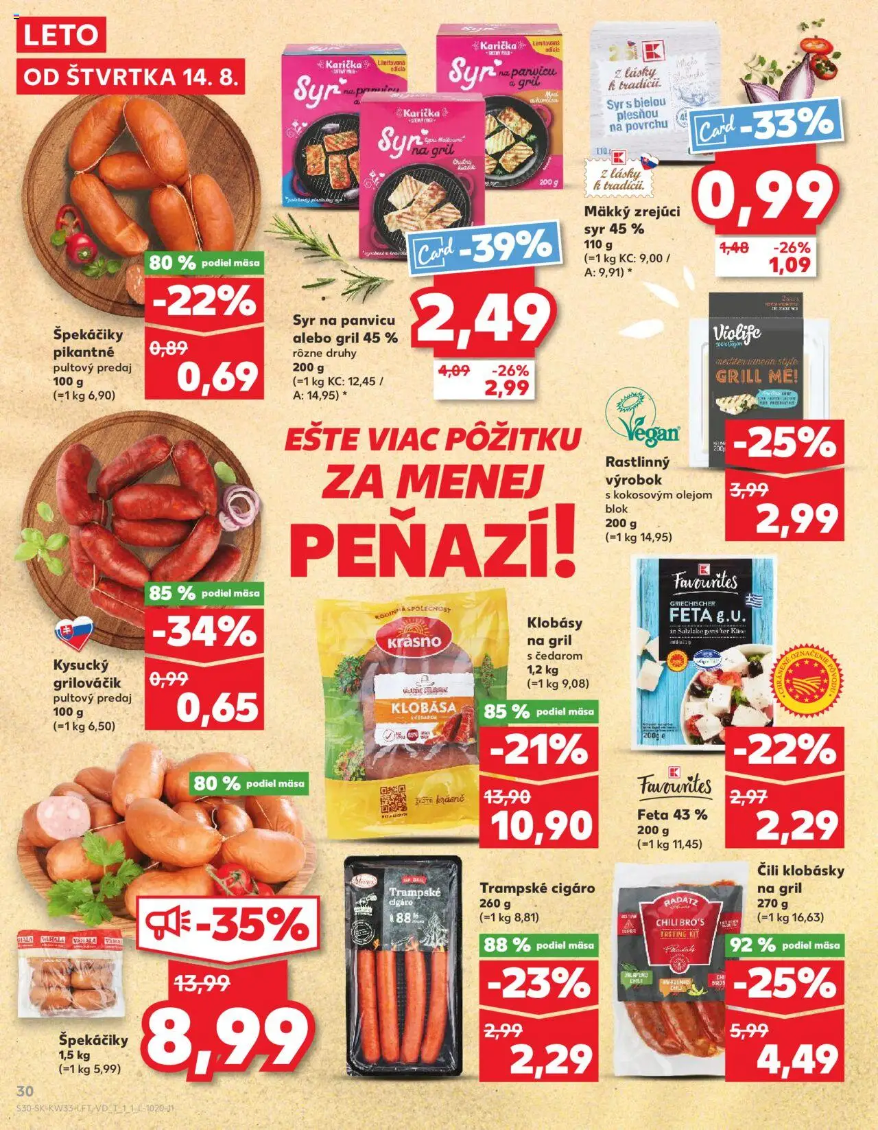 Kaufland SK akciós ujság - amely érvényes a következő dátumtól: 14.08.2025 | Oldal: 30 | Termékek: Chili, Grill, Vegán