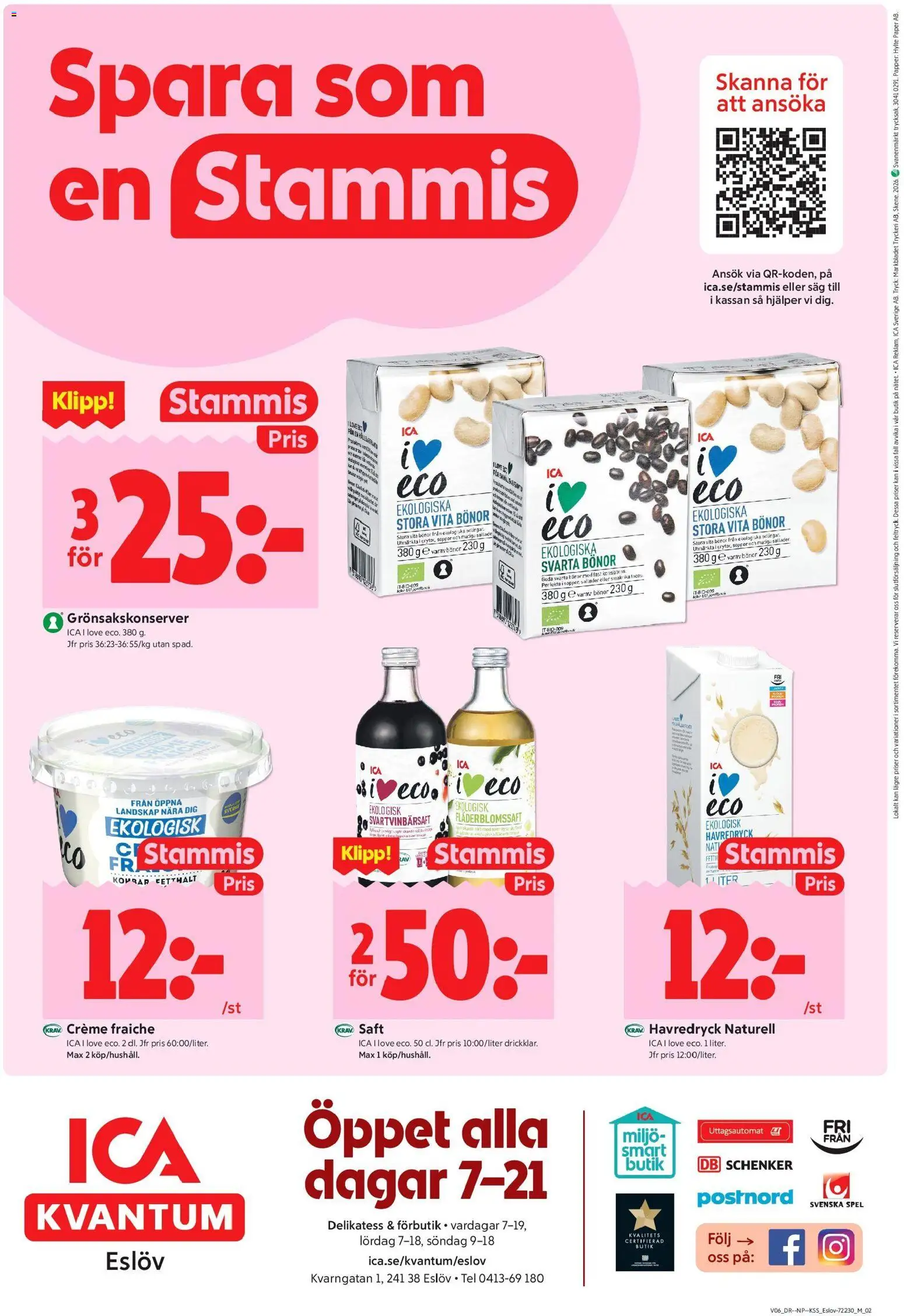 ICA Kvantum reklamblad aktuell från 02.02.2026 | Sida: 8 | Produkter: Svarta bönor, Creme fraiche, Bönor, Spel