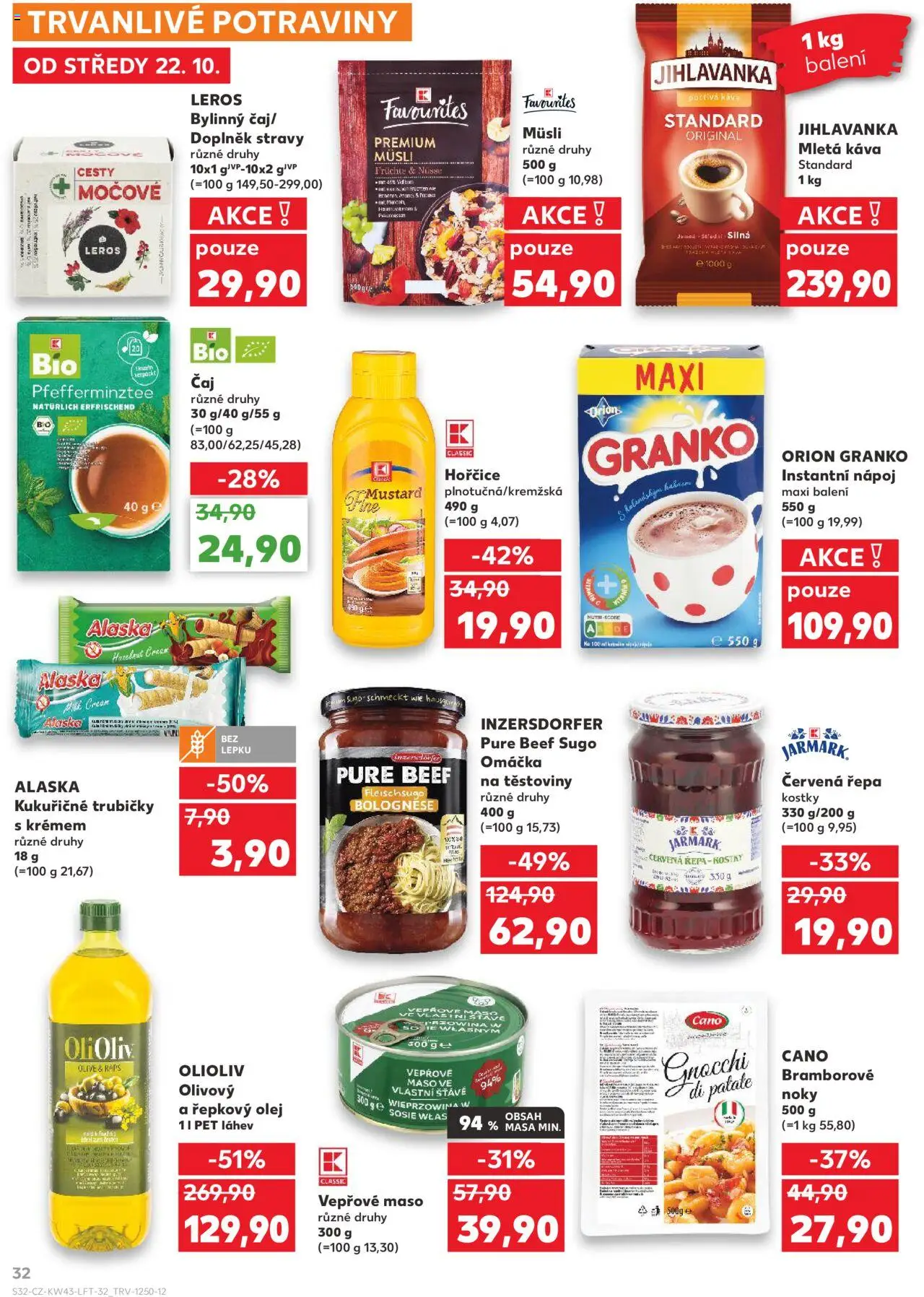 Kaufland leták - Plzeň od 22.10.2025 | Strana: 32 | Produkty: Vepřové maso, Čaj, Hořčice, Mletá káva