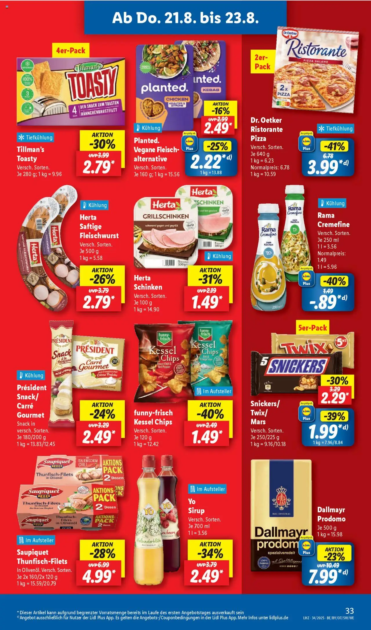 Lidl Prospekt Zossen	 - gültig ab dem 18.08.2025 | Seite: 57 | Produkte: Ristorante, Twix, Chili, Schinken