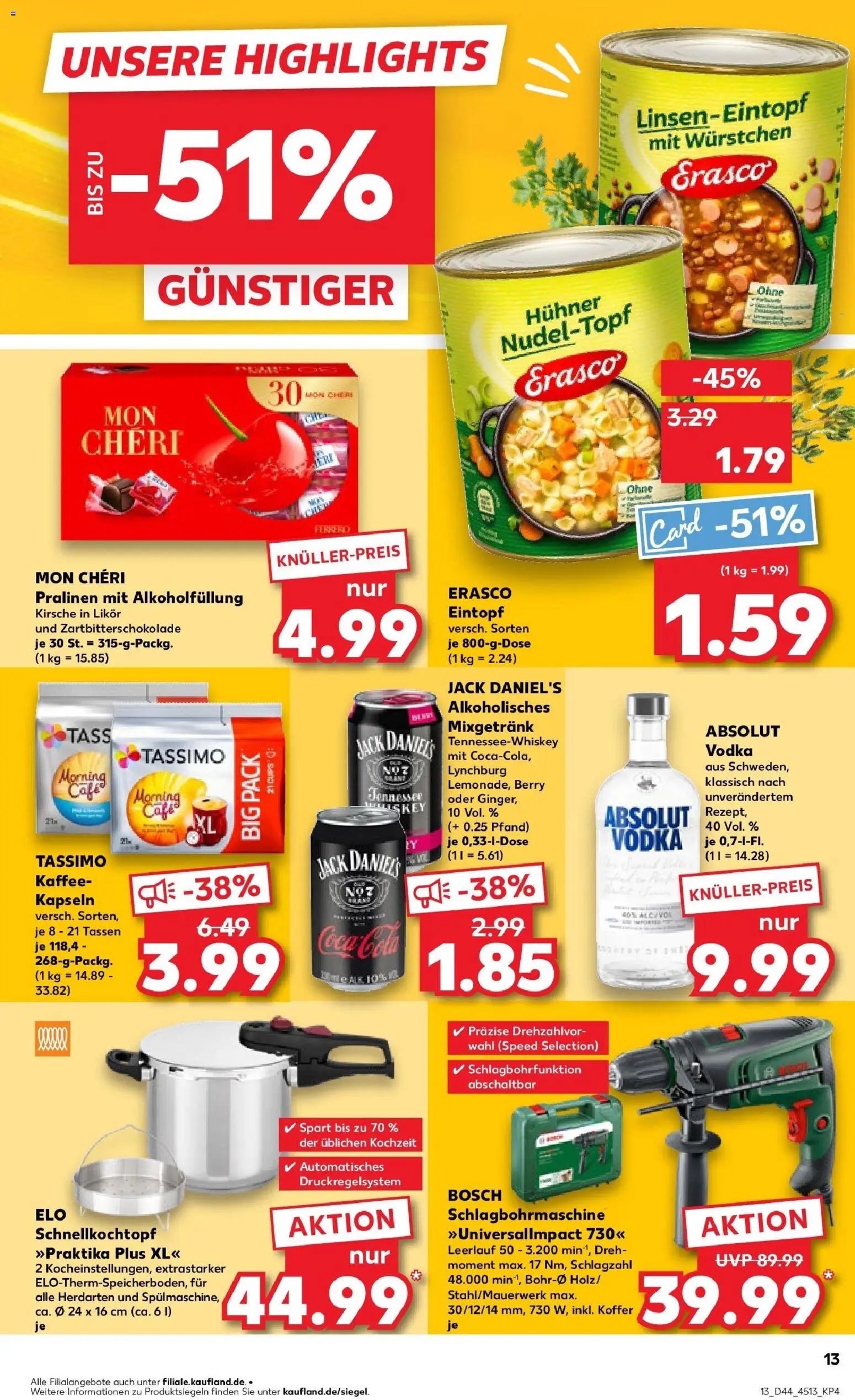 Kaufland prospekt Eggenfelden	 – gültig ab 30.10.2025 | Seite: 13 | Produkte: Bosch, Kaffee, Jack Daniel's, Vodka