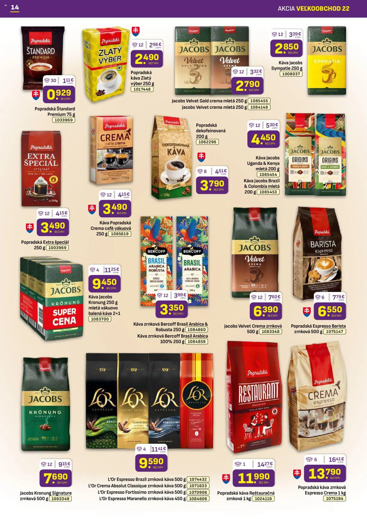Nové Libex akcie – leták je platný od 03.11.2025 | Strana: 14 | Produkty: Jacobs Velvet, Káva, Barista, Jacobs Krönung