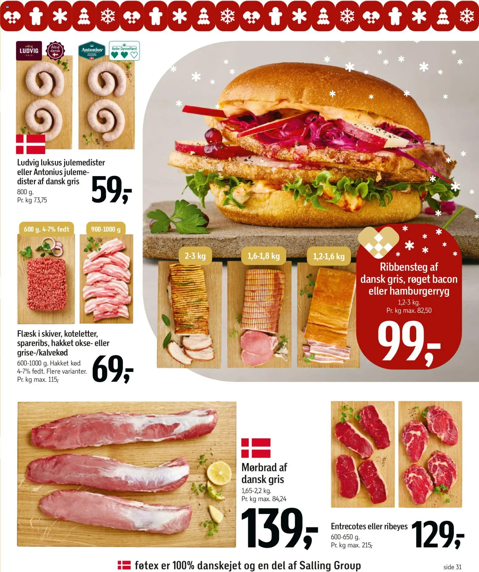 Føtex tilbudsavis – gyldig fra 12.12.2025 | Side: 32 | Produkter: Hakket kød, Bacon, Hamburgerryg