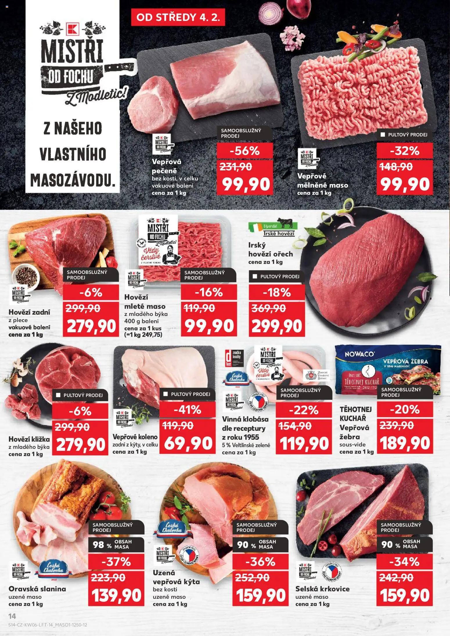 Kaufland leták - Kolín od 04.02.2026 | Strana: 14 | Produkty: Hovězí, Vepřová pečeně, Test, Irské hovězí