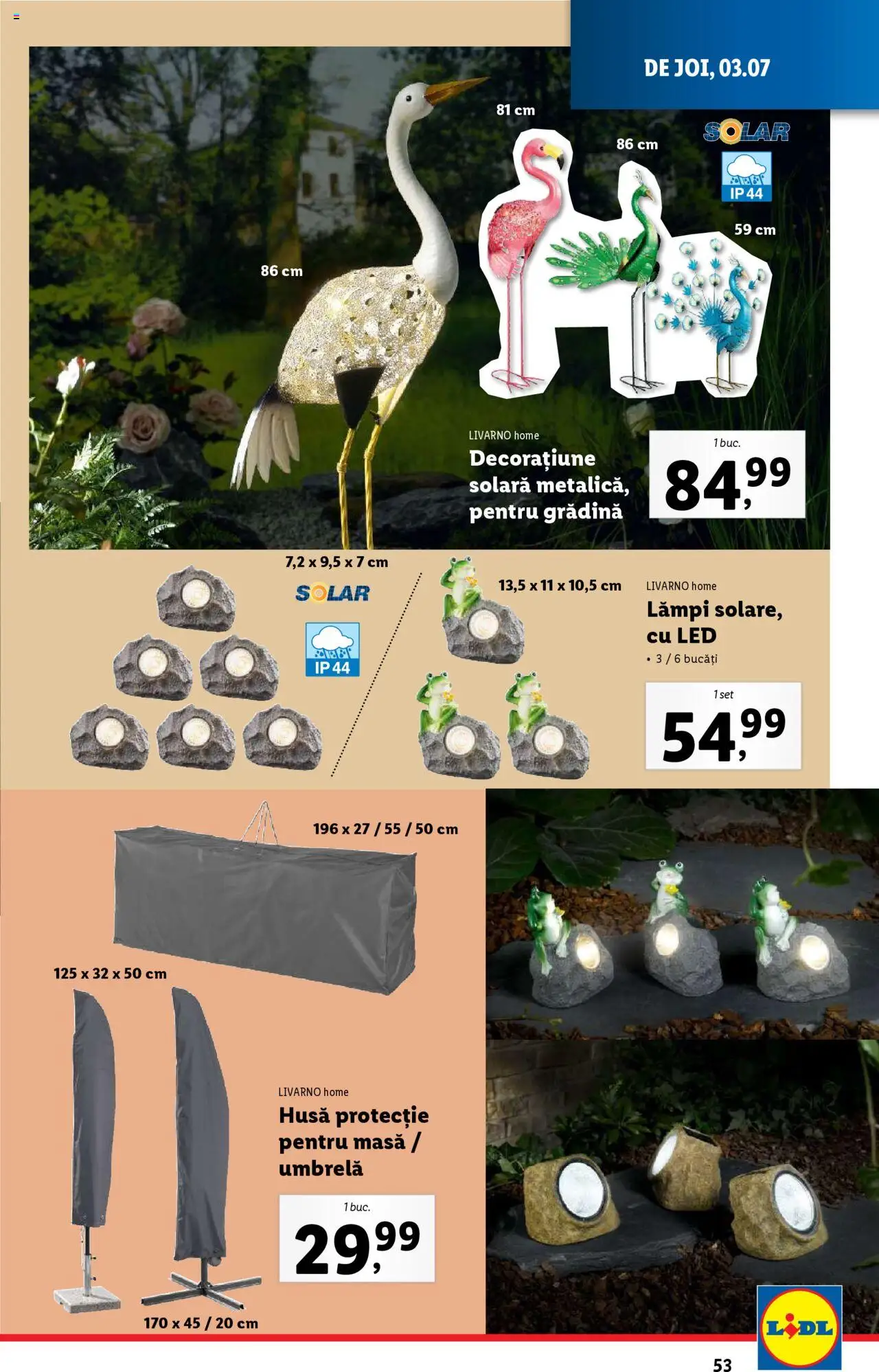 Catalog Lidl – valabil de la 30.06.2025 | Pagină: 53 | Produse: Umbrelă, Masă, Babak