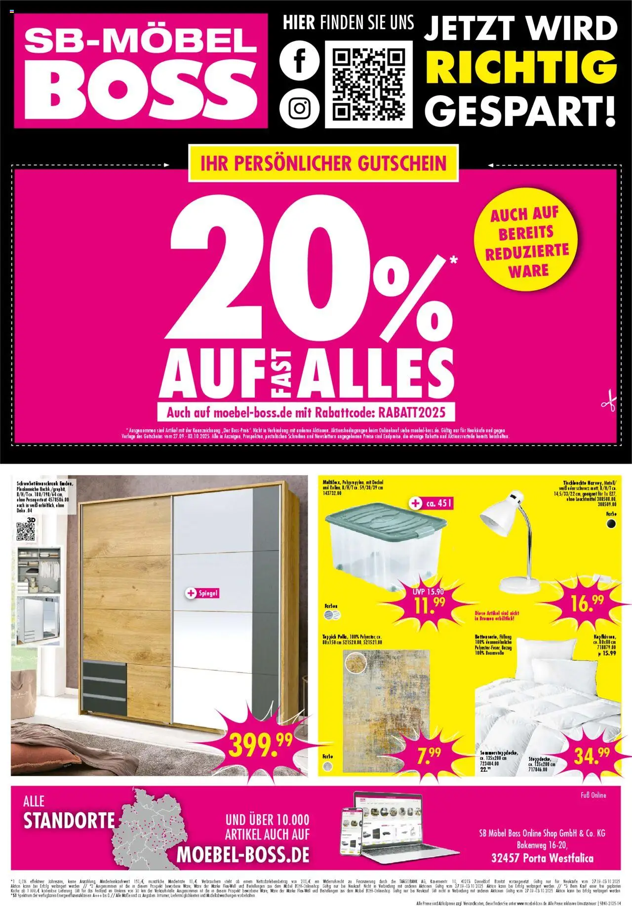 SB Möbel Boss Prospekt 	 – gültig ab 29.09.2025 | Seite: 4 | Produkte: Teppich, Küche