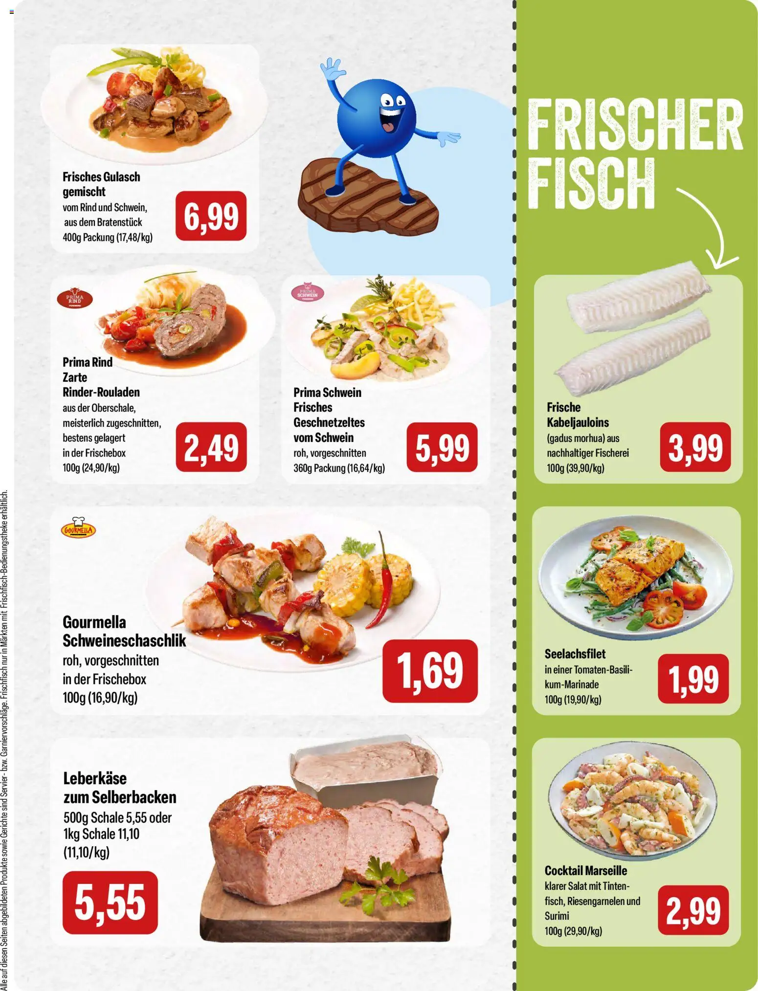 Feneberg Angebote – gültig ab 16.04.2026 | Seite: 3 | Produkte: Rinderrouladen, Fisch, Salat, Leberkase