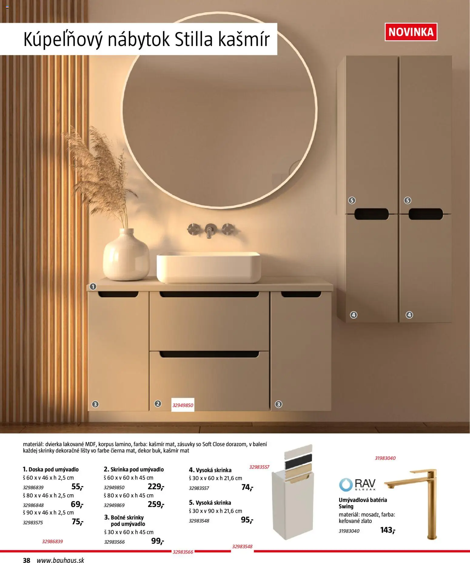 Nové Bauhaus akcie – leták je platný od 15.12.2025 | Strana: 38 | Produkty: Nábytok, Kupeľňový nábytok, Skrinka pod umývadlo, Skrinka