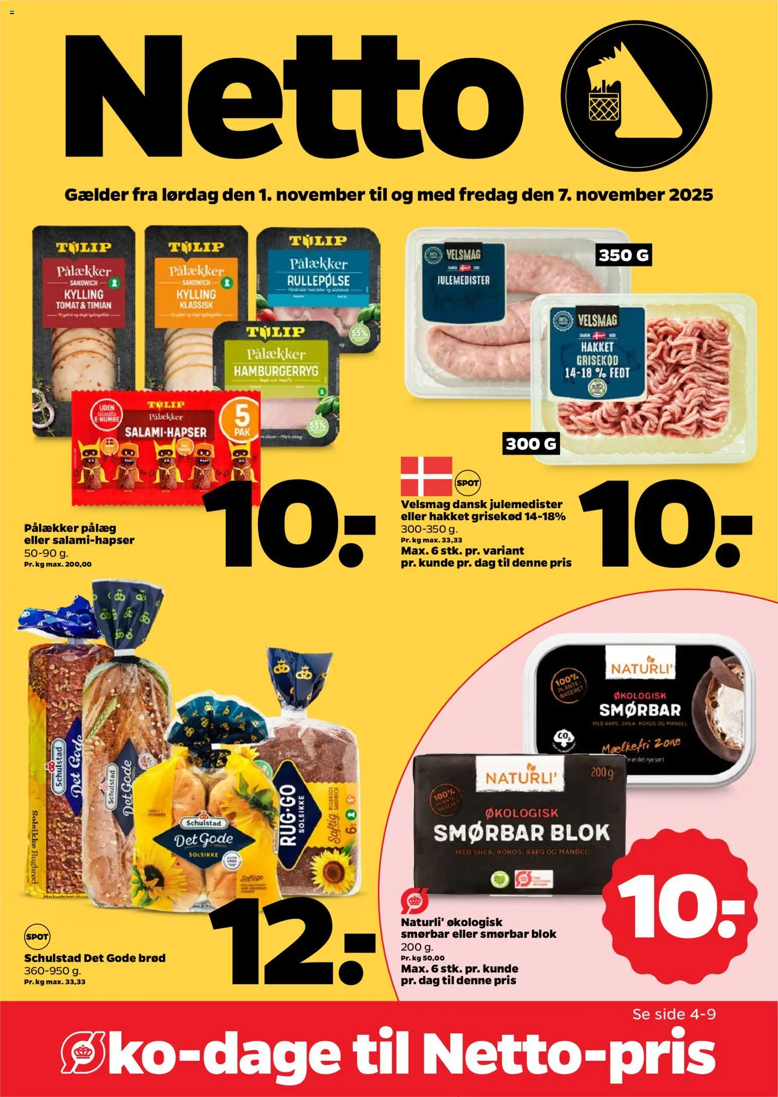 Netto tilbudsavis – gyldig fra 01.11.2025 | Side: 1 | Produkter: Pålæg, Rugbrød, Hamburgerryg, Timian