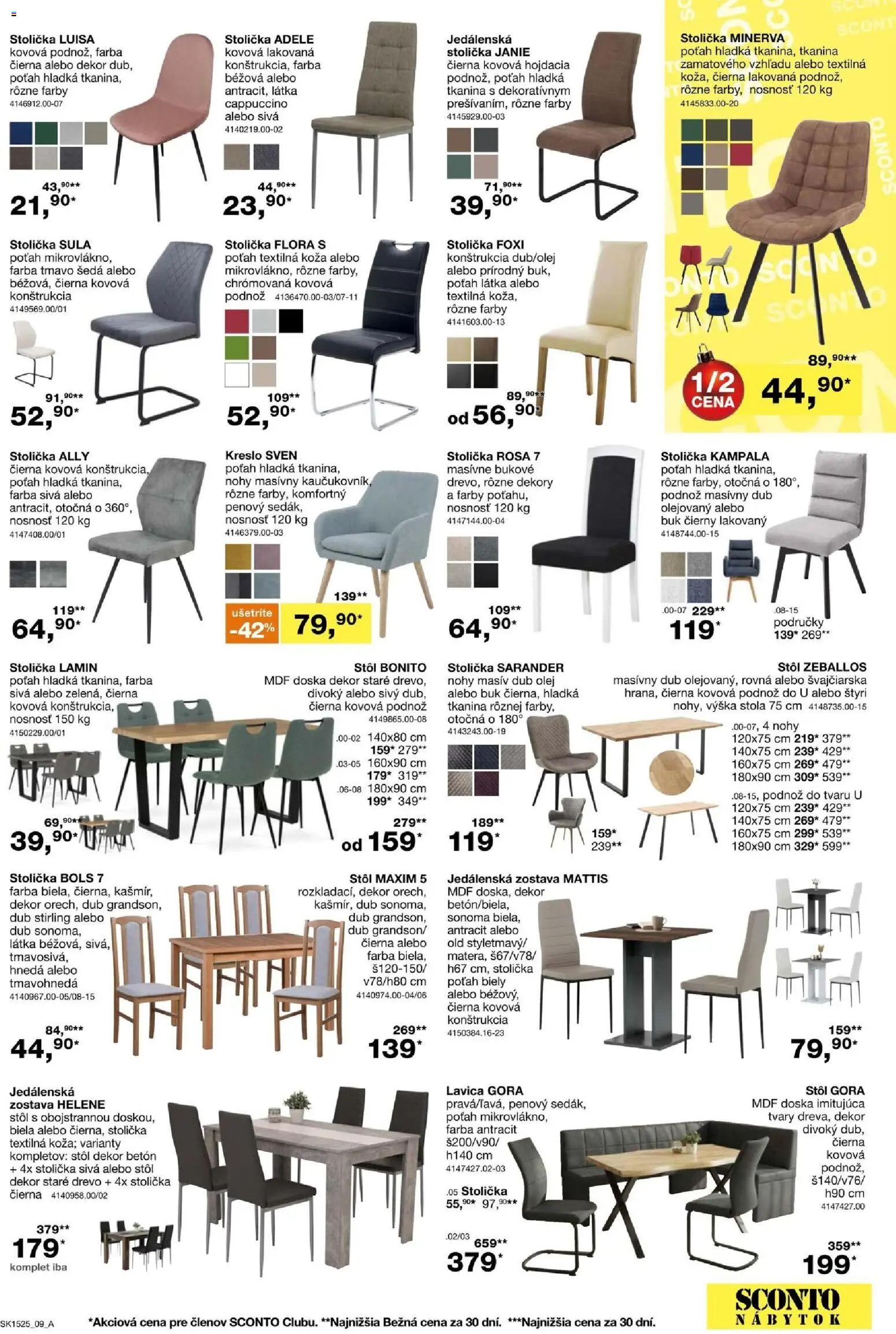 Nové Sconto nábytok akcie – leták je platný od 26.11.2025 | Strana: 9 | Produkty: Nábytok, Jedálenská stolička, Stôl, Jedálenská zostava