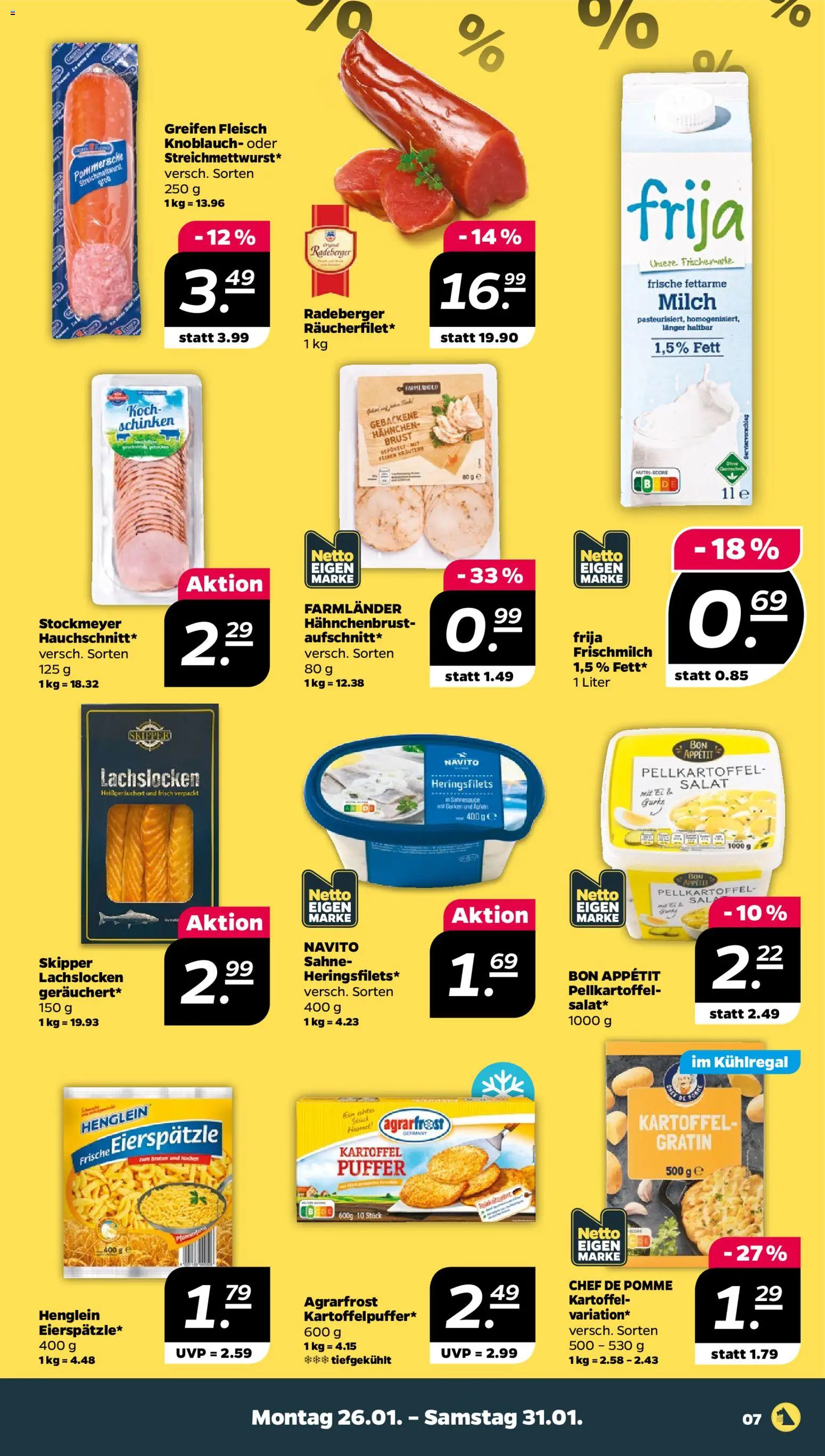 Netto Prospekt 	 – gültig ab 25.01.2026 | Seite: 7 | Produkte: Sahne, Gurken, Salat, Hahnchenbrust