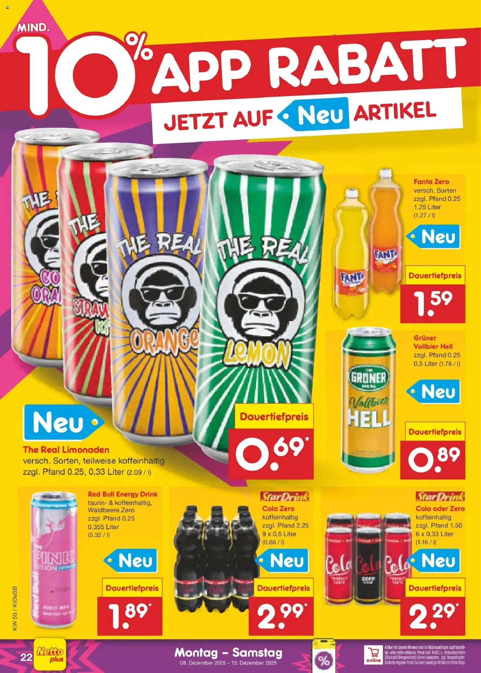 Netto Marken-Discount - Netto: Wochenangebote – gültig ab 08.12.2025 | Seite: 28 | Produkte: Red bull, Fanta, Cola, Energy
