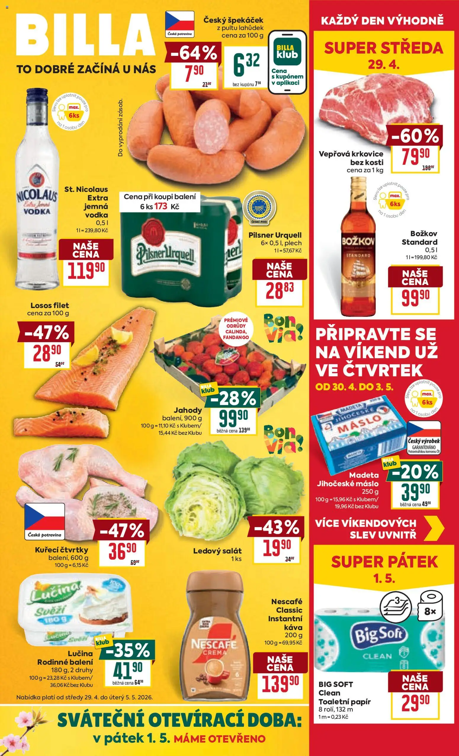Billa Velký leták od 29.04.2026 | Strana: 1