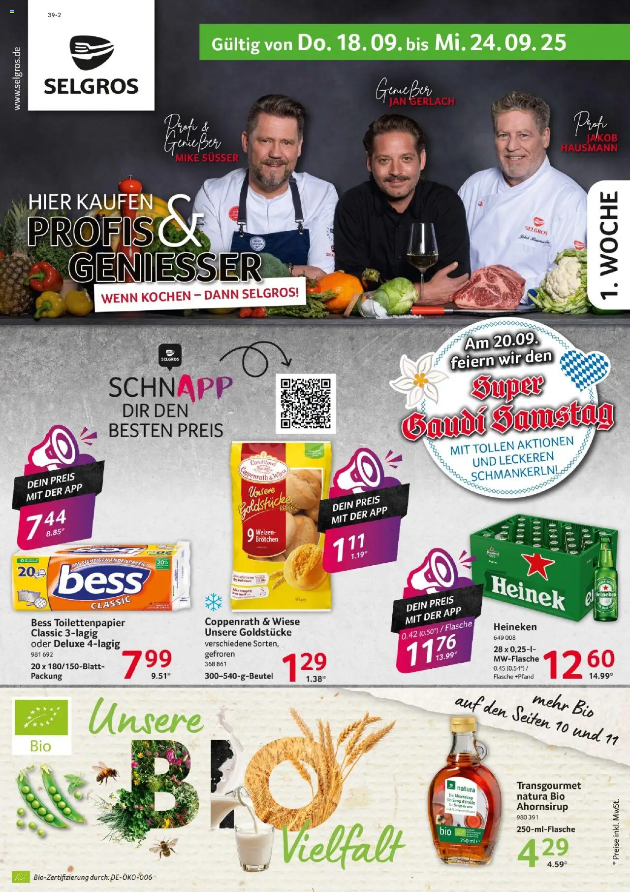 Selgros Prospekt 	 – gültig ab 18.09.2025 | Seite: 1 | Produkte: Heineken, Toilettenpapier