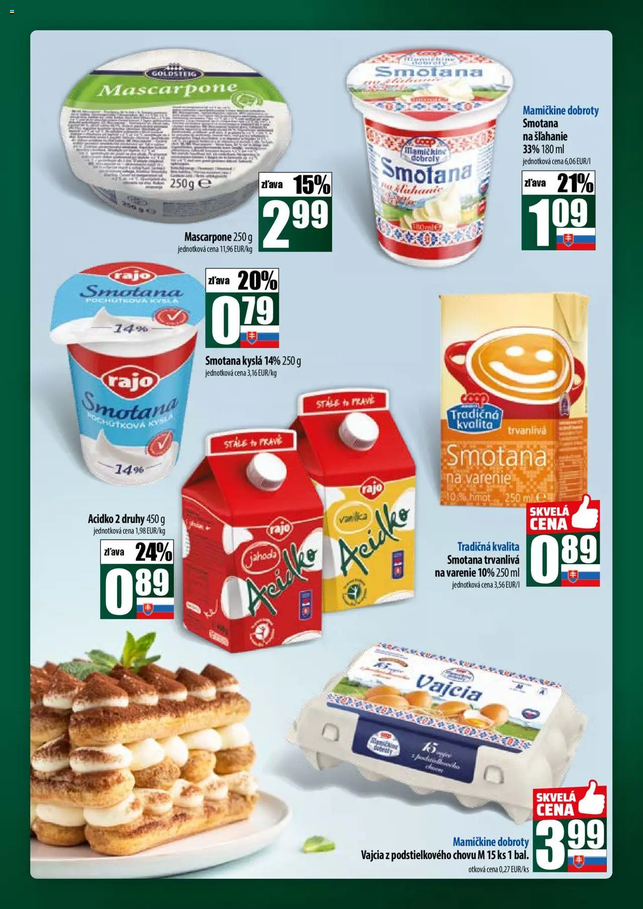 COOP Jednota široká ponuka │ platný od 17.07.2025 | Strana: 25 | Produkty: Vajcia, Smotana, Acidko, Mascarpone