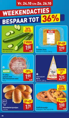 Aldi - Folder week 43 - Voorbeeld van een folder van Aldi, geldig van 20.10.2025 | Pagina: 26 | Producten: Komkommer, Salami, Brie, Gewicht
