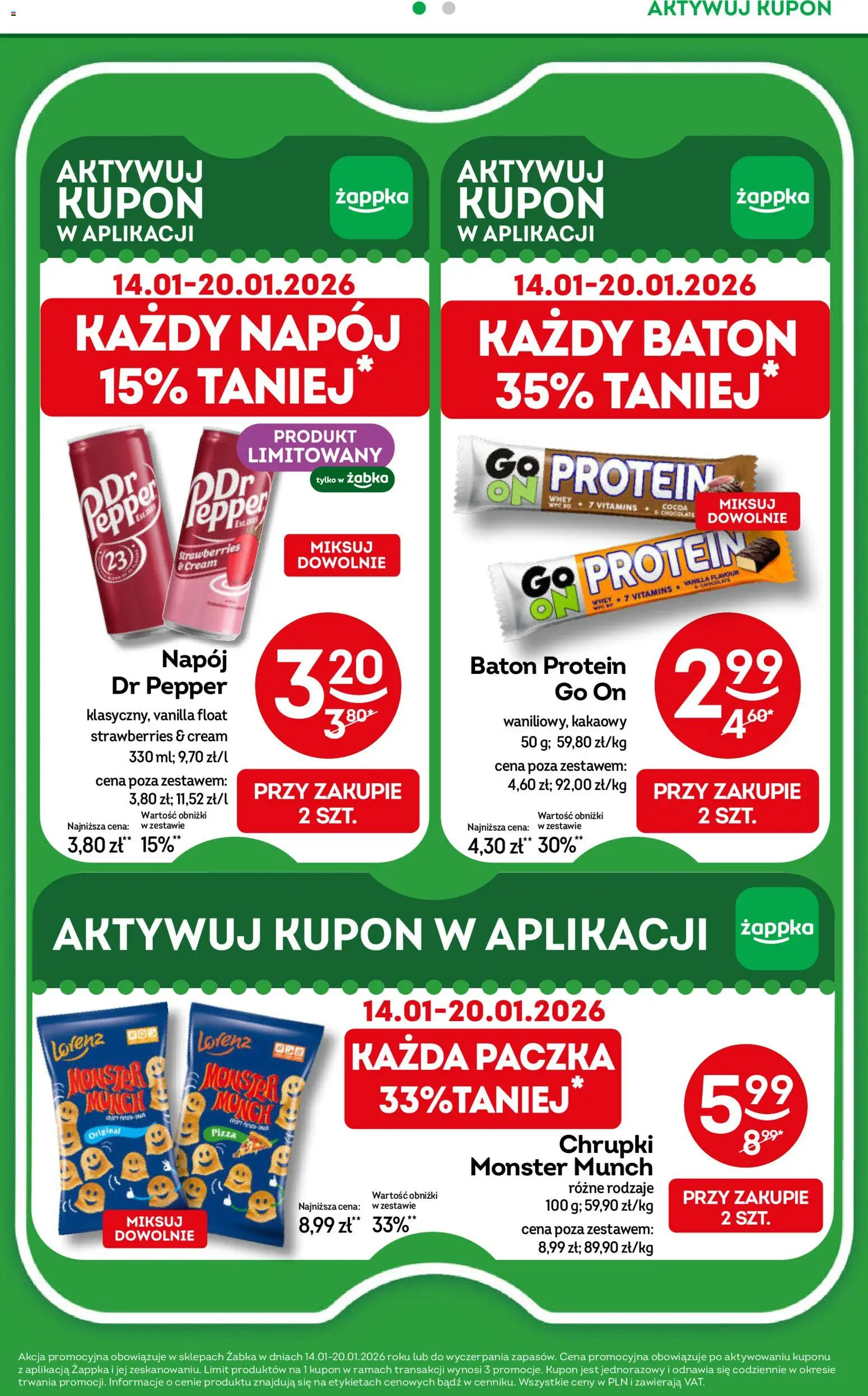 Żabka Gazetka od 14.01.2026 | Strona: 18 | Produkty: Chrupki, Baton, Pizza
