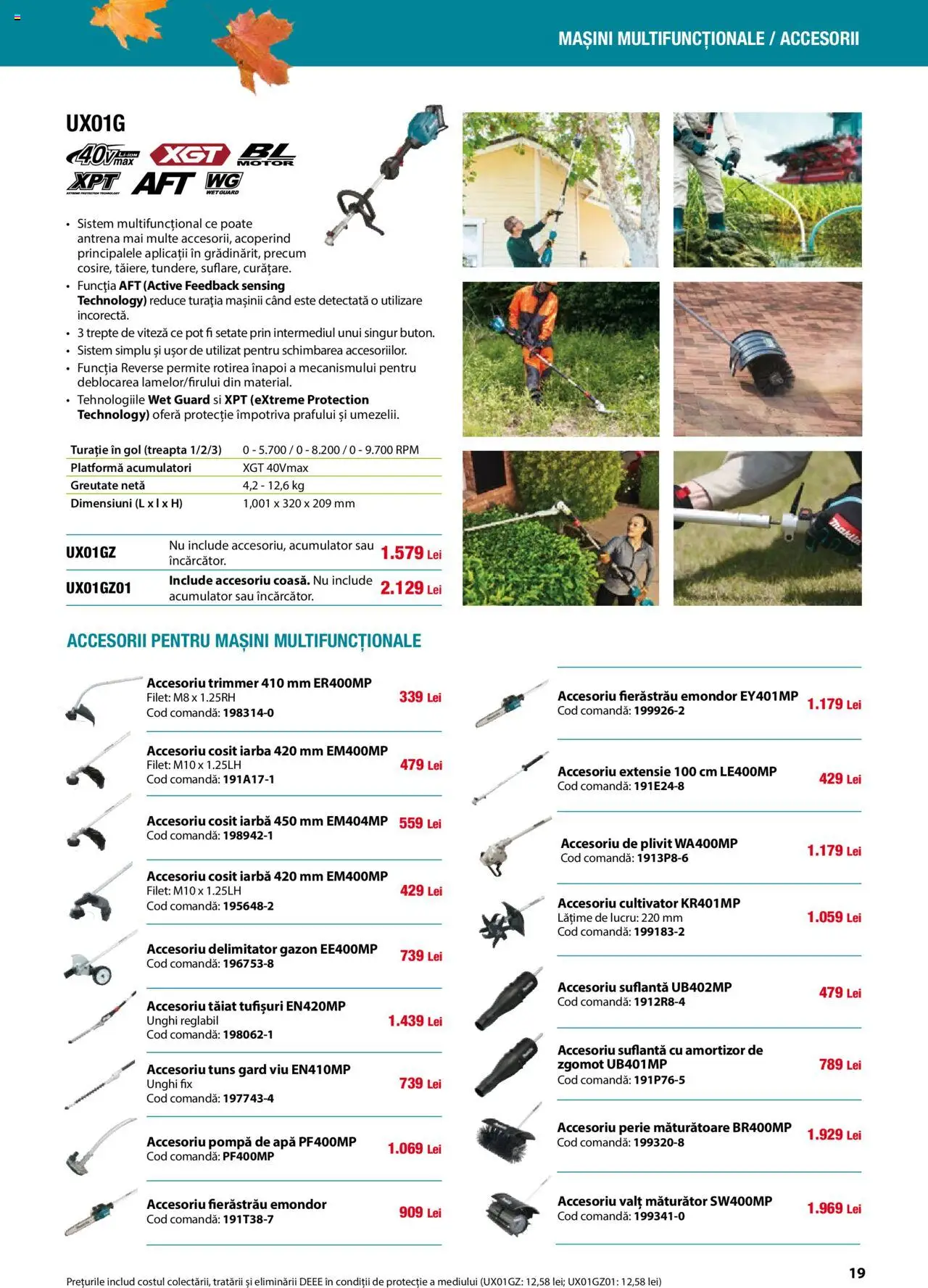 Noul catalog Makita – valabil de la 01.09.2025 | Pagină: 19 | Produse: Trimmer, Suflantă, Perie, Apă