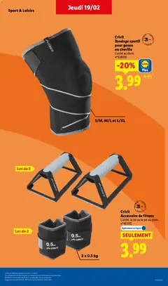 LIDL - Prévisualisation de Crivit Bandage sportif pour genou ou cheville, L'unité au choix. S/M, M/L et L/XL valide à partir de 19.02.2026 | Page: 35 | Produits: Bandage