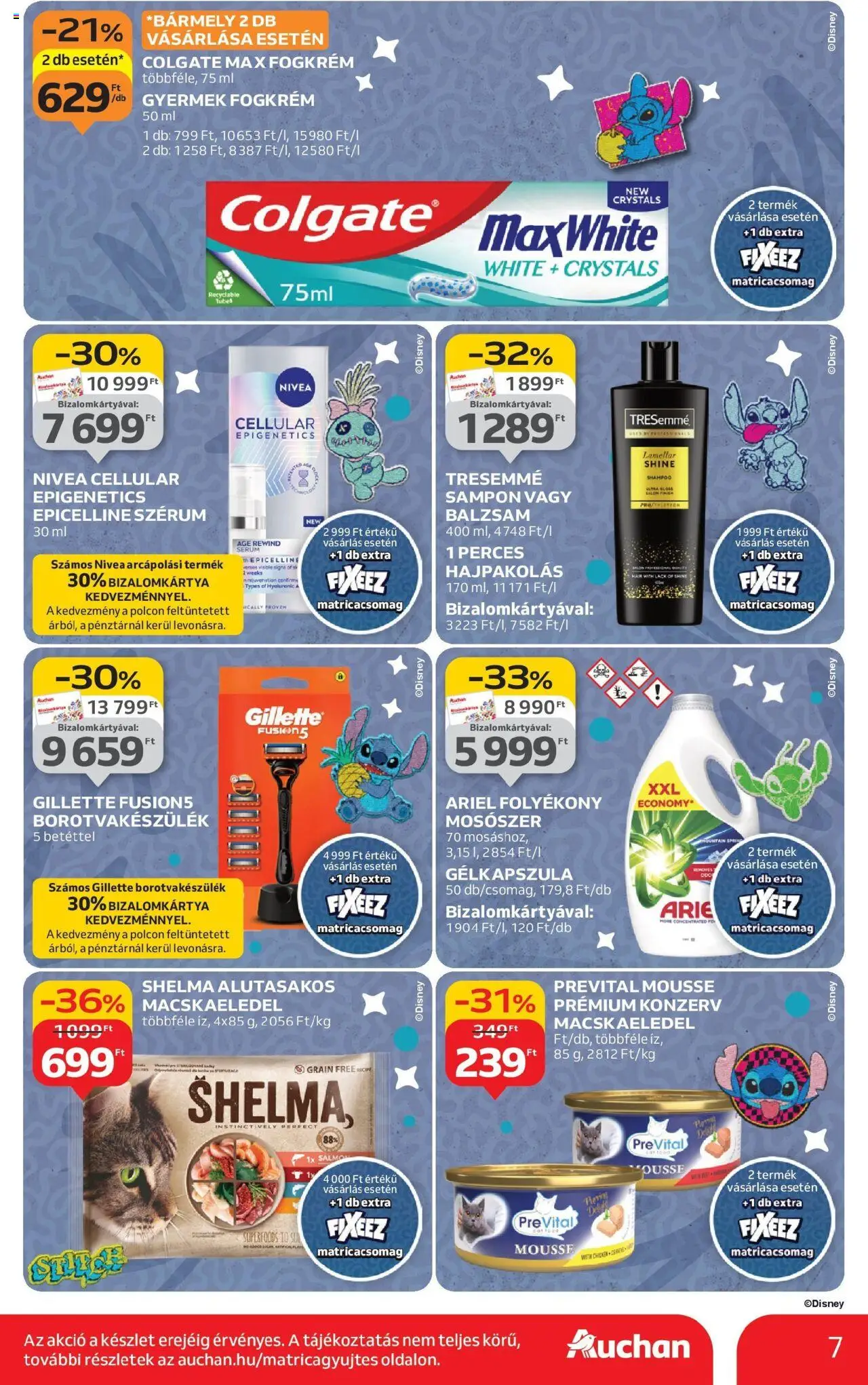 Auchan akciós ujság - amely érvényes a következő dátumtól: 04.09.2025 | Oldal: 7 | Termékek: Macskaeledel, Hajpakolás, Fogkrém, Mosószer