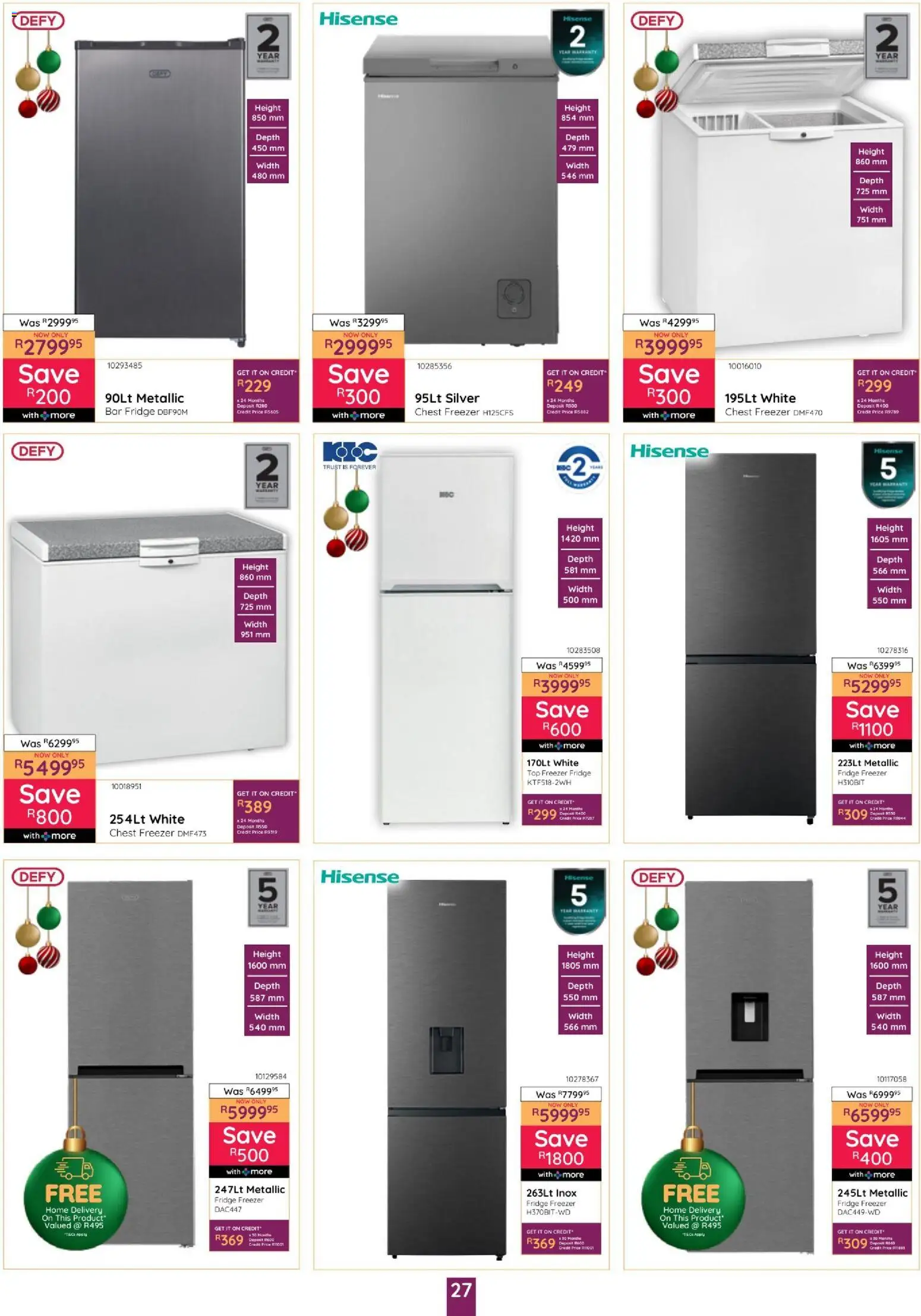 New Bradlows catalogue – valid from 02.12.2025 | Page: 27 | Products: Freezer, Freezer fridge, Fridge, Chest freezer