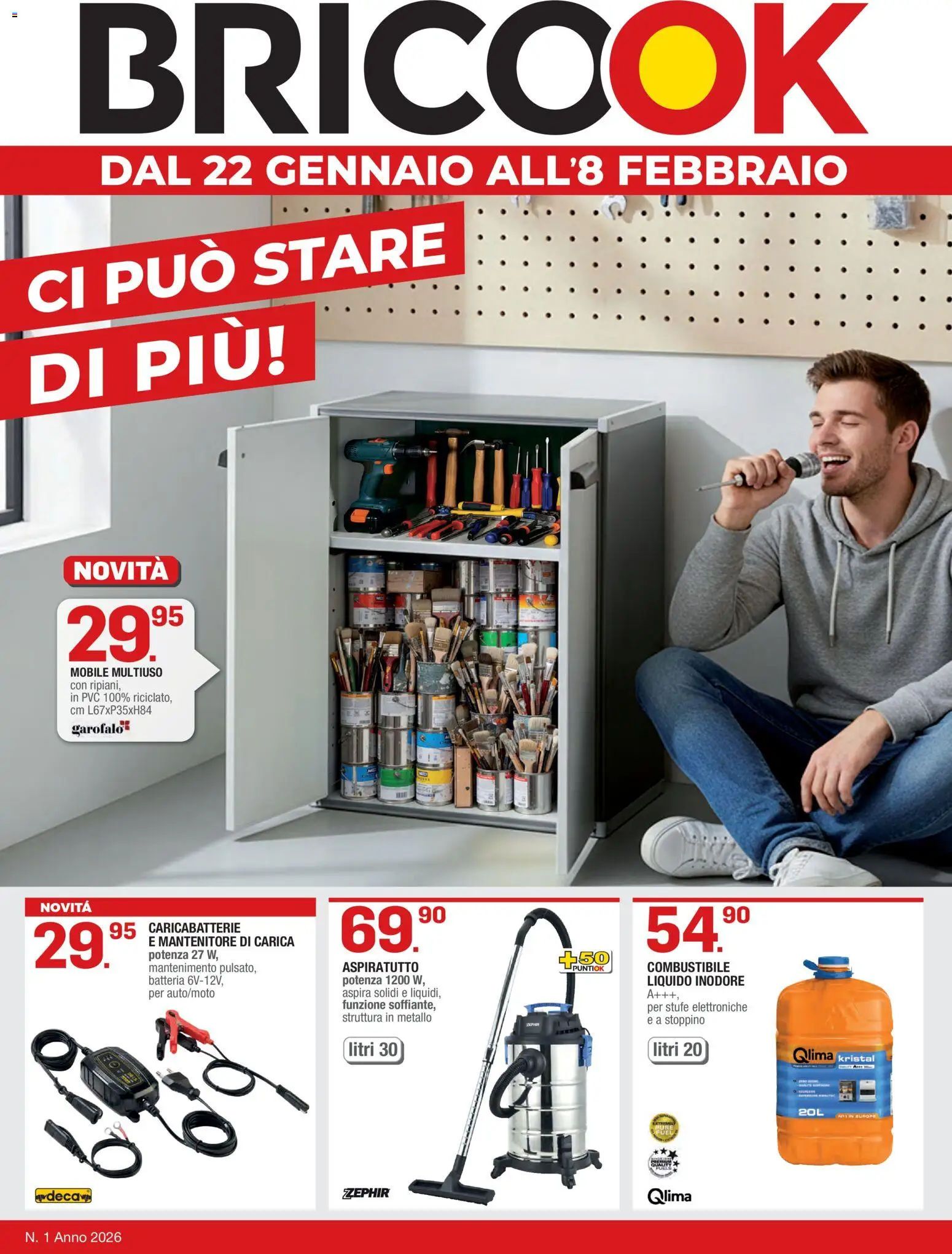 Volantino Brico OK del 22.01.2026 | Pagina: 1 | Prodotti: Mobile, Batteria, Caricabatterie