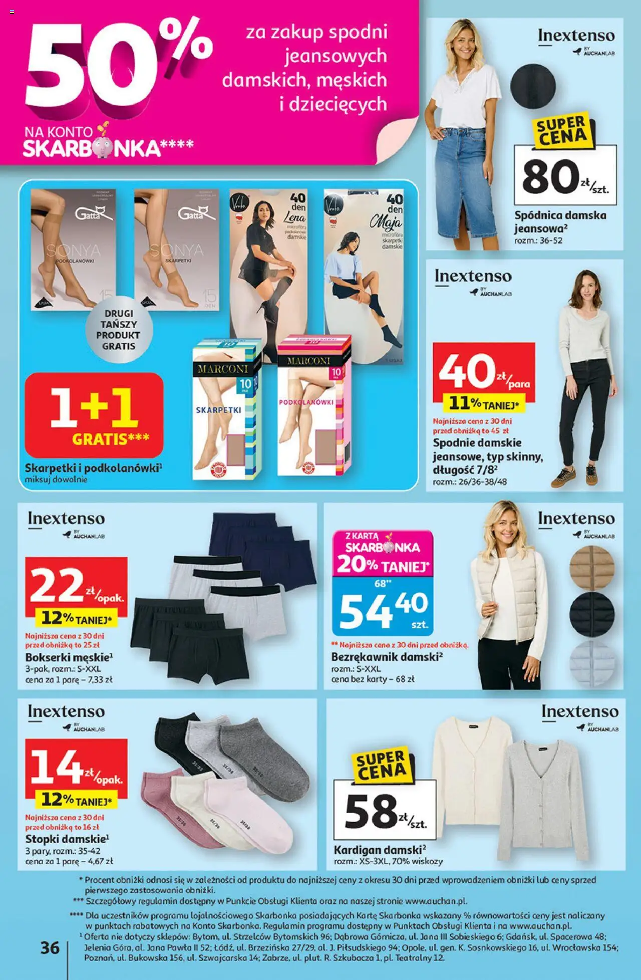 Auchan Gazetka - Pewność niskich cen Hipermarket od 18.09.2025 | Strona: 36 | Produkty: Bezrękawnik, Spodnie, Skarpetki, Gatta