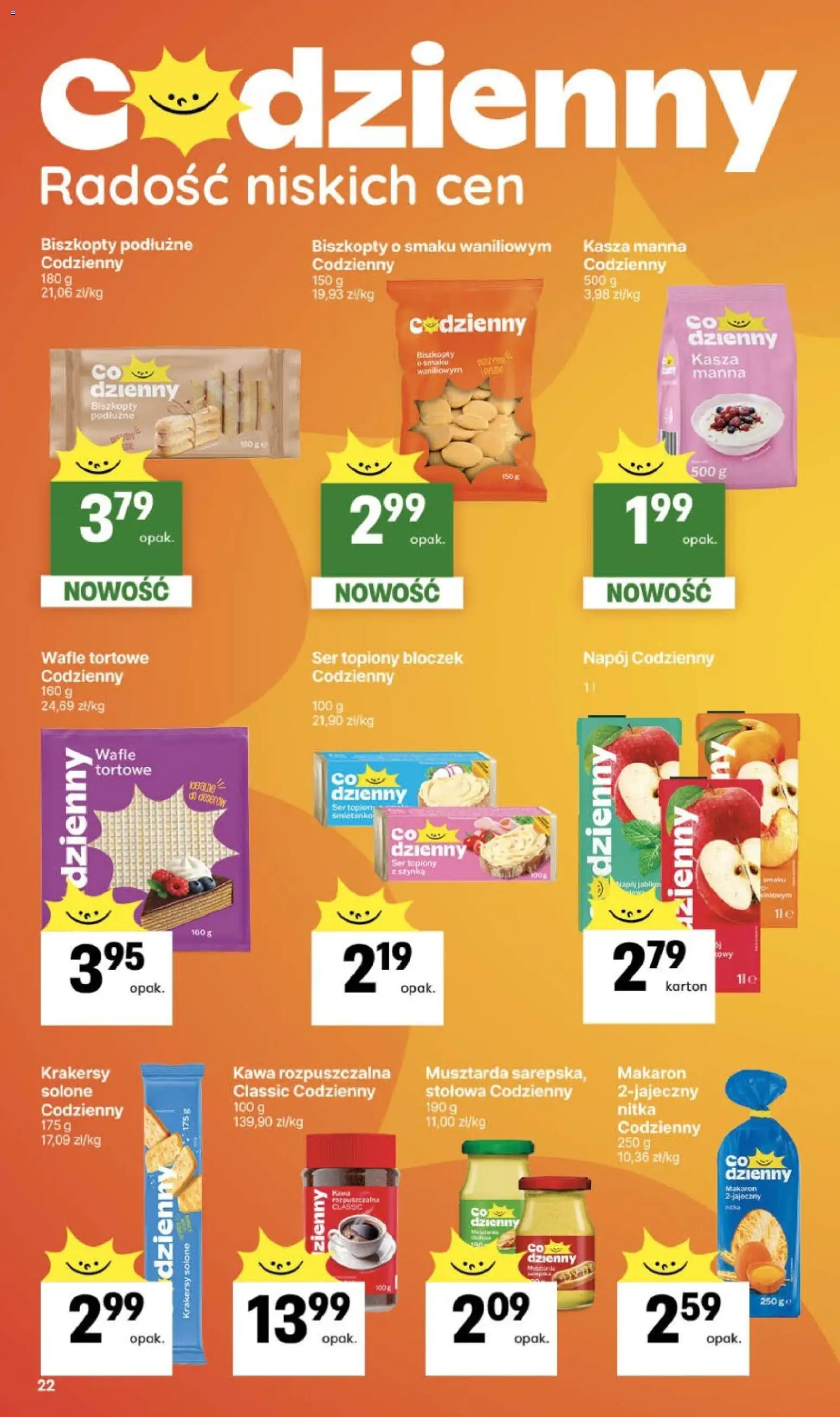 Delikatesy Centrum gazetka - Sklepy Własne od 19.03.2026 | Strona: 22 | Produkty: Wafle, Kasza manna, Ser, Makaron