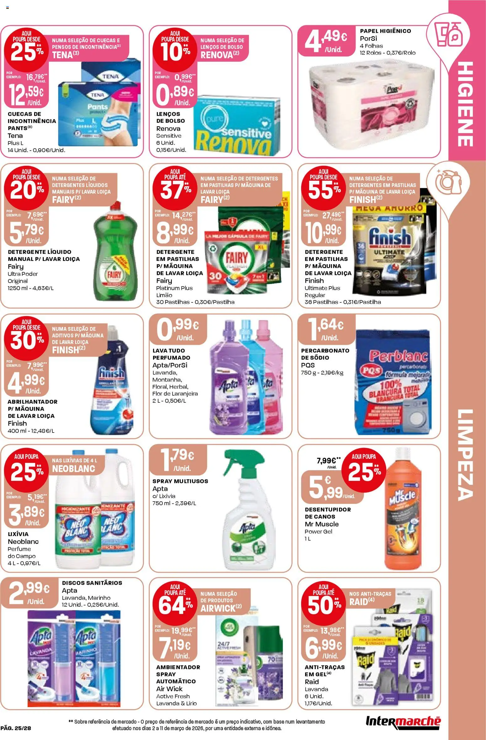 Intermarché Folheto Contact │ válido de 16.04.2026 | Página: 25 | Produtos: Papel higiénico, Abrilhantador, Detergente, Cuecas