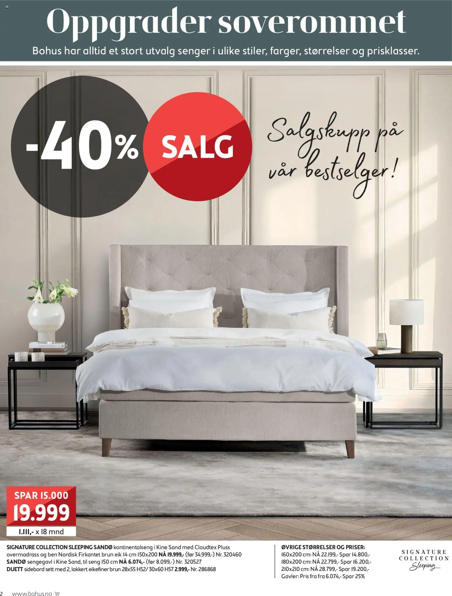 {H1} | Side: 2 | Produkter: Overmadrass, Kontinentalseng, Sidebord, Sengegavl