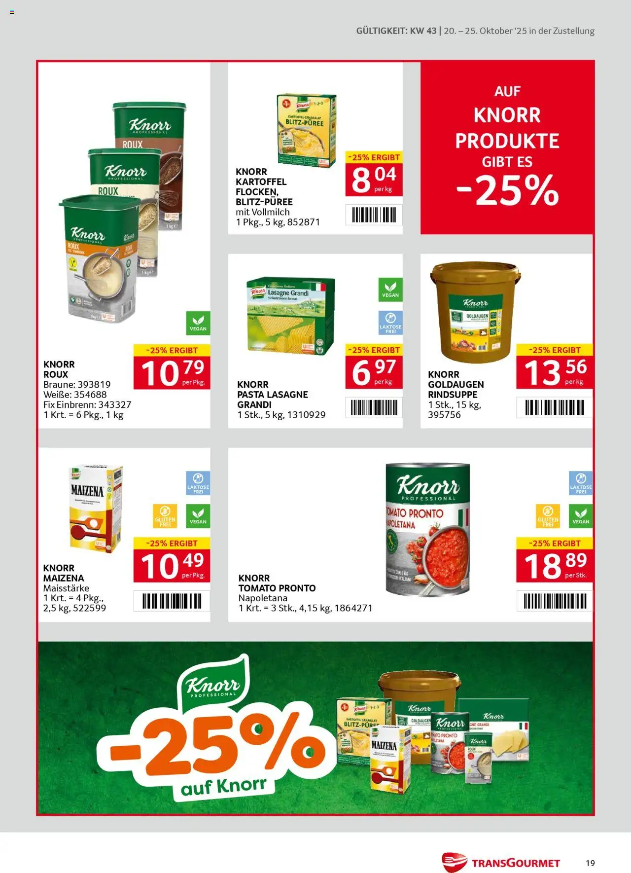 Transgourmet  Zustellaktion gültig ab 20.10.2025 | Seite: 19 | Produkte: Pasta