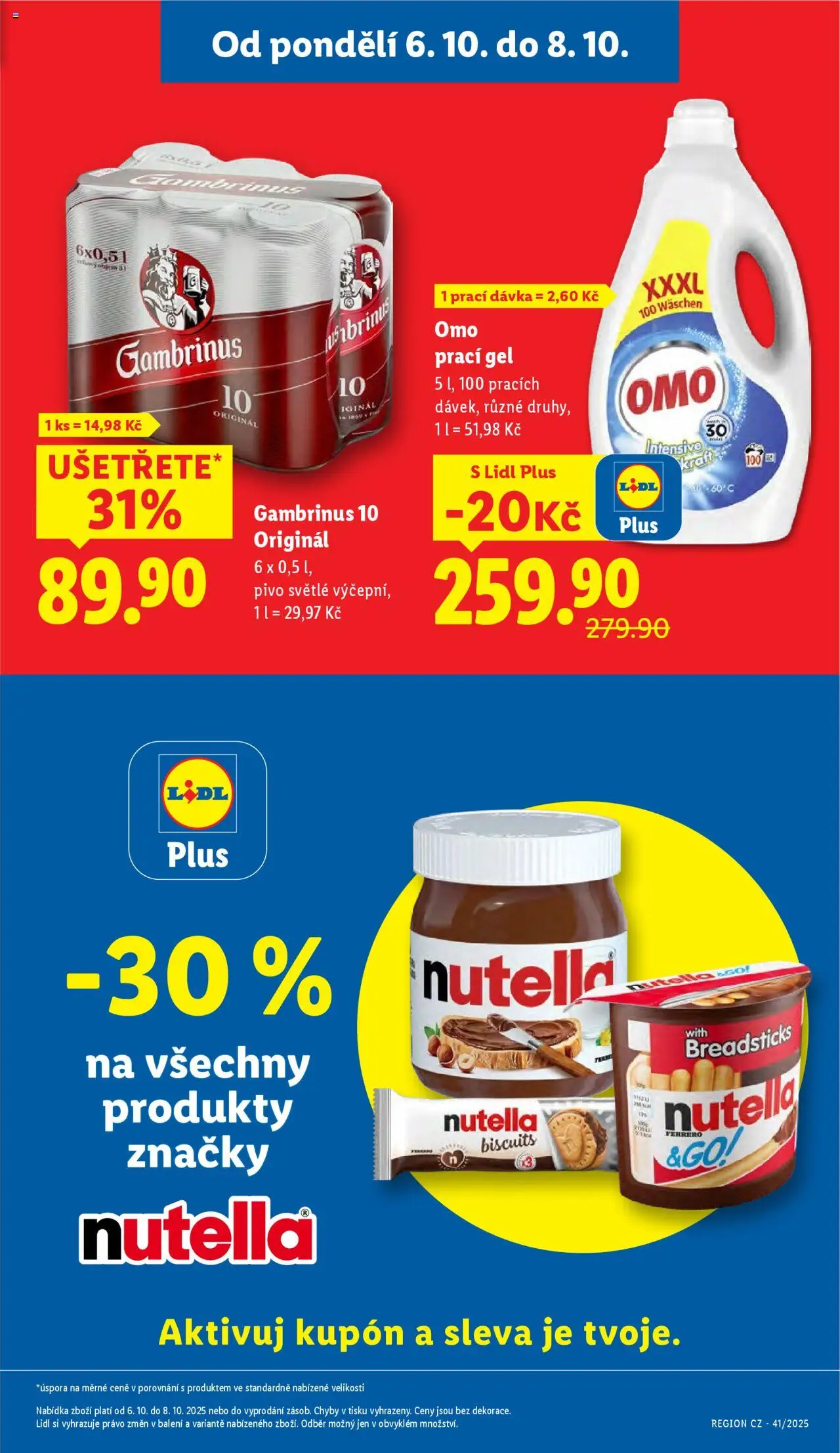 Lidl leták od 06.10.2025 | Strana: 3 | Produkty: Prací gel, Gambrinus 10, Gambrinus, Nutella