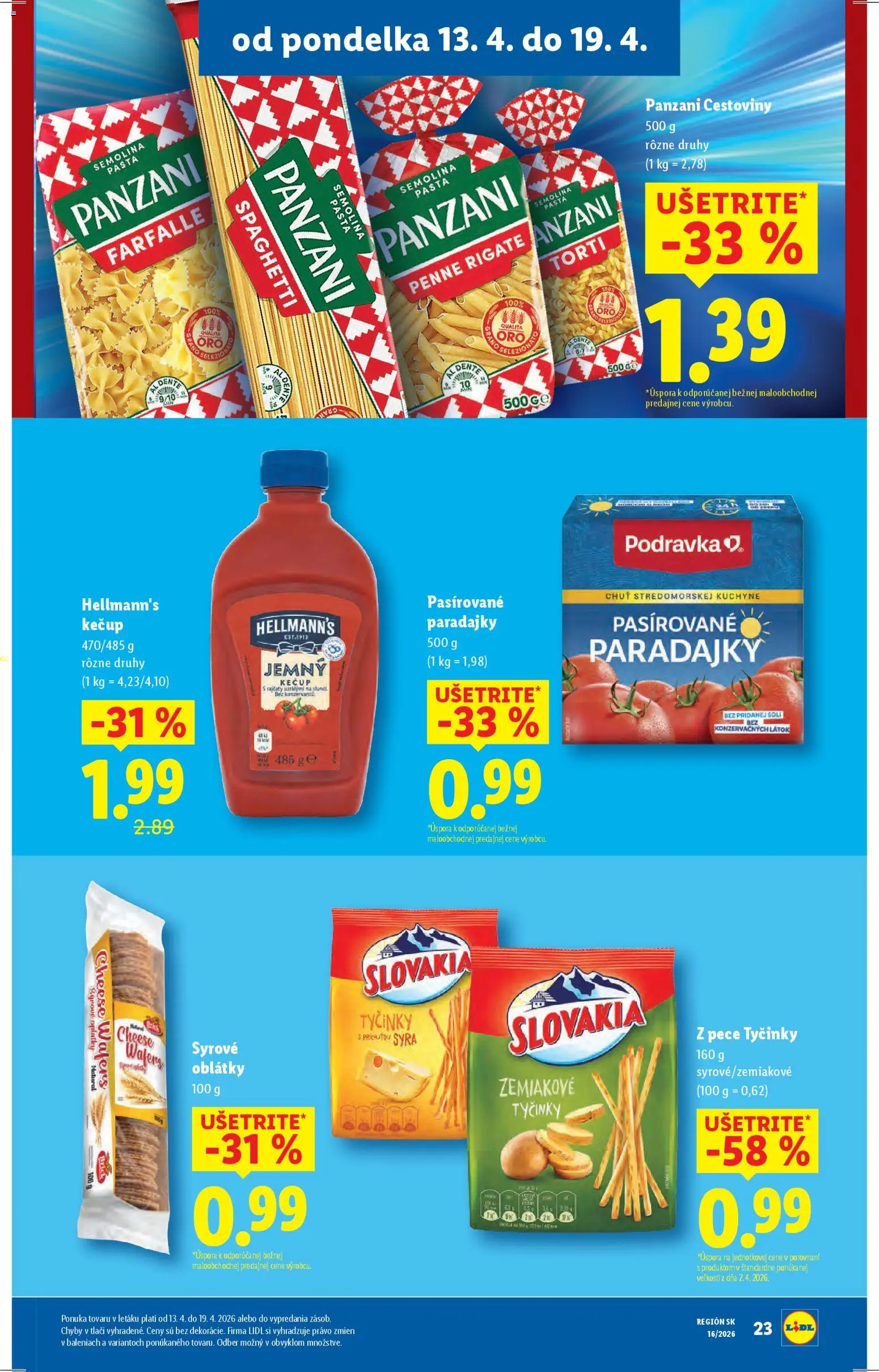 Nové Lidl akcie – leták je platný od 13.04.2026 | Strana: 25 | Produkty: Penne, Cestoviny, Stan, Kečup