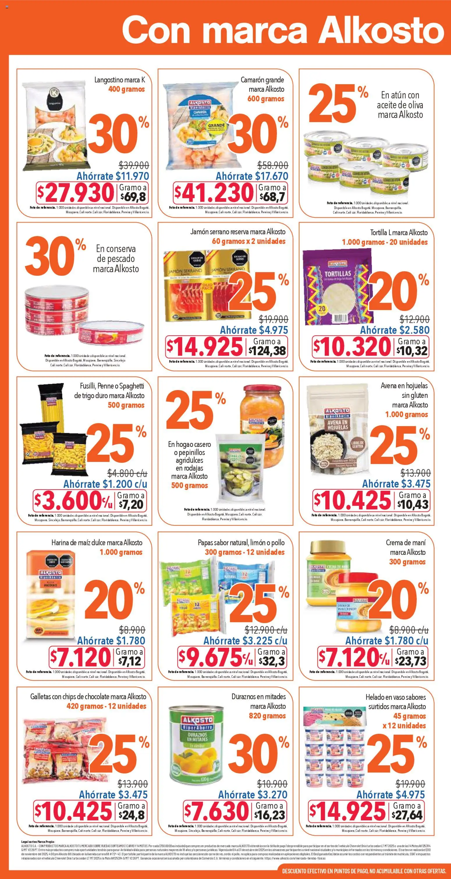 Alkosto folleto │ válido desde el 25.10.2025 | Página: 2 | Productos: Jamón serrano, Chocolate, Crema, Langostino
