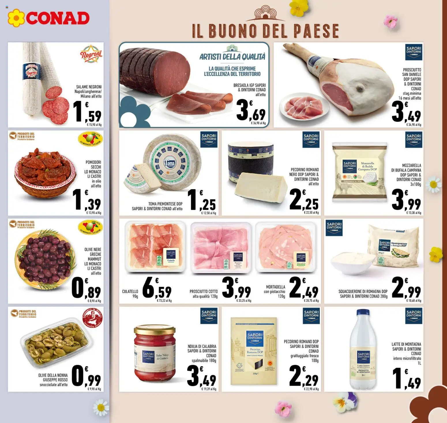 Volantino Conad del 25.03.2026 | Pagina: 9 | Prodotti: Salsa, Olive, Pomodori, Pecorino Romano