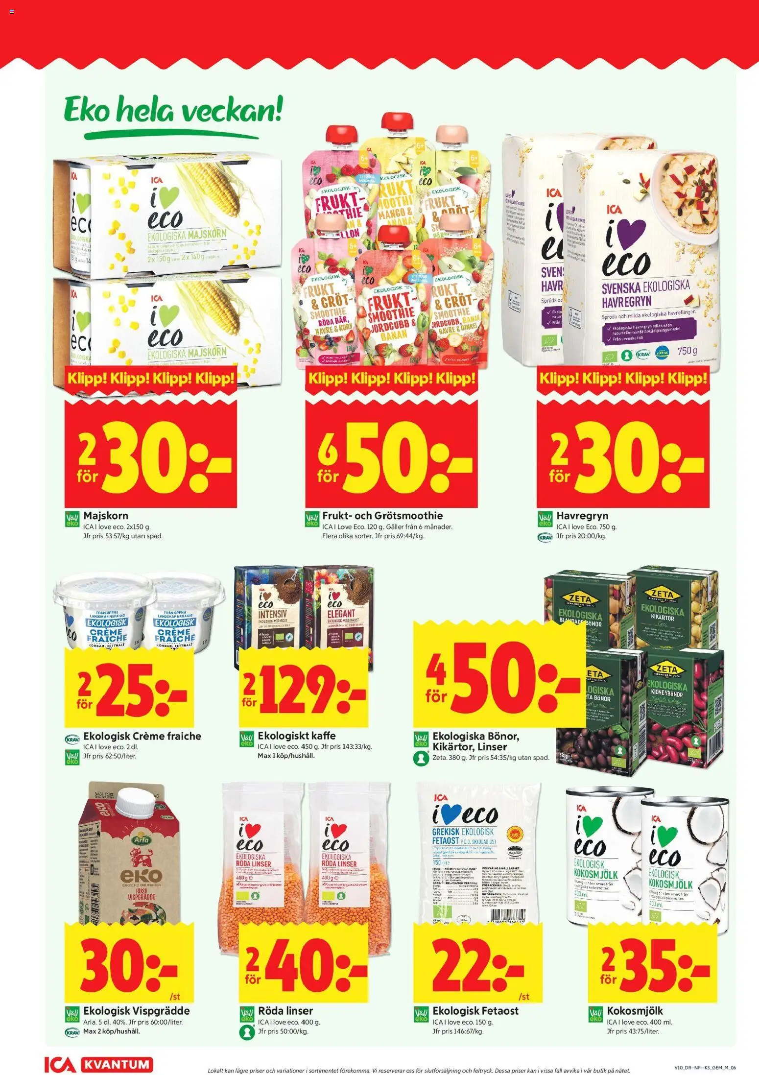 ICA Kvantum reklamblad aktuell från 02.03.2026 | Sida: 8 | Produkter: Kidneybönor, Havregryn, Kaffe, Mango