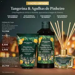 Pré-visualização Ambientador, 79851 - 100 ml Uma fragrância de caráter fresco e cítrico, realçada pelas notas amadeiradas do Pinheiro. Uma combinação aromática perfeita de inverno que tornará o ambiente ainda mais festivo. válido de 17.10.2025 | Página: 8 | Produtos: Fragrância, Base, Banho, Óleo