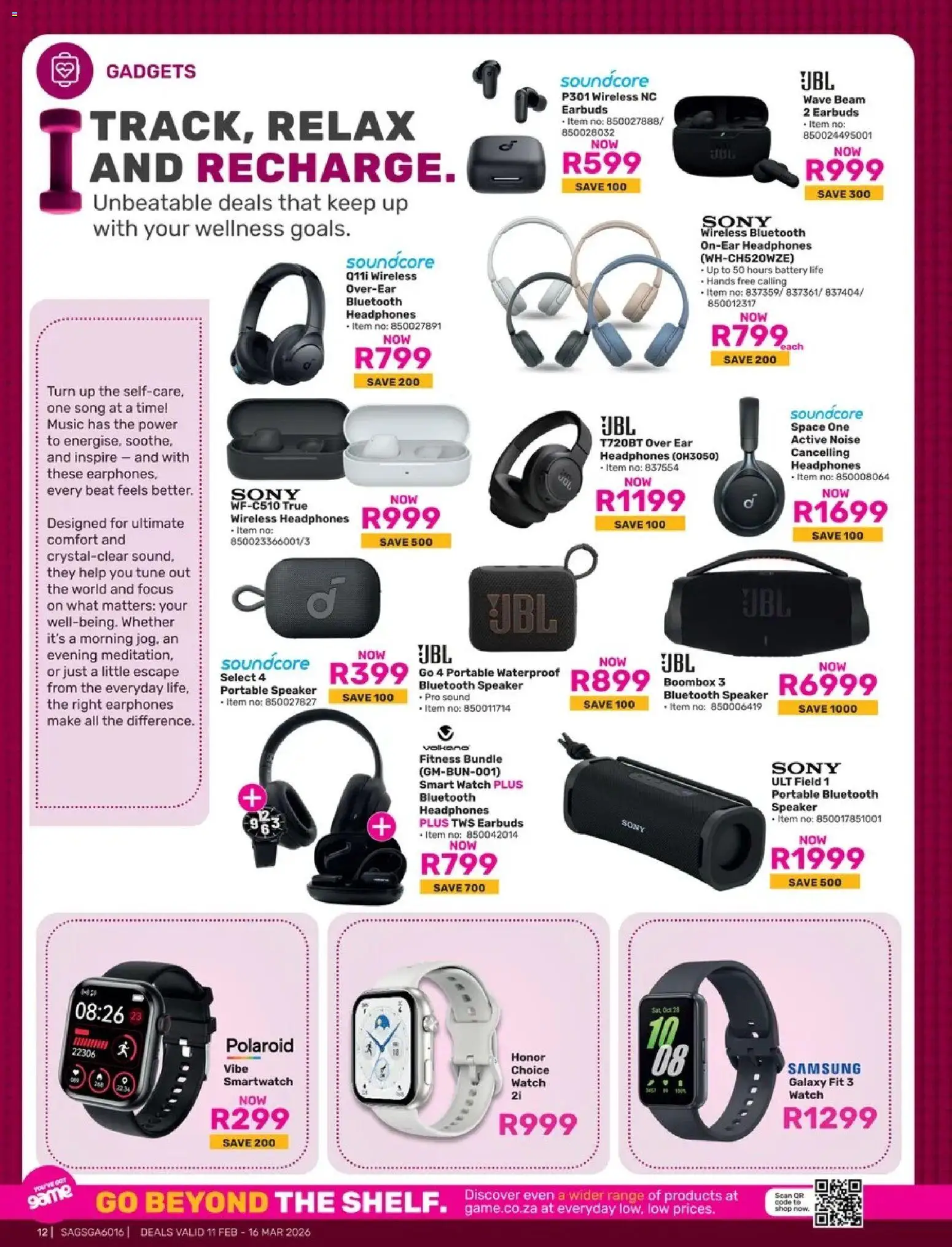 Game - Catalogue Back To Wellness valid from 11.02.2026 | Page: 12 | Products: Speaker, Watch, Headphones, Battery