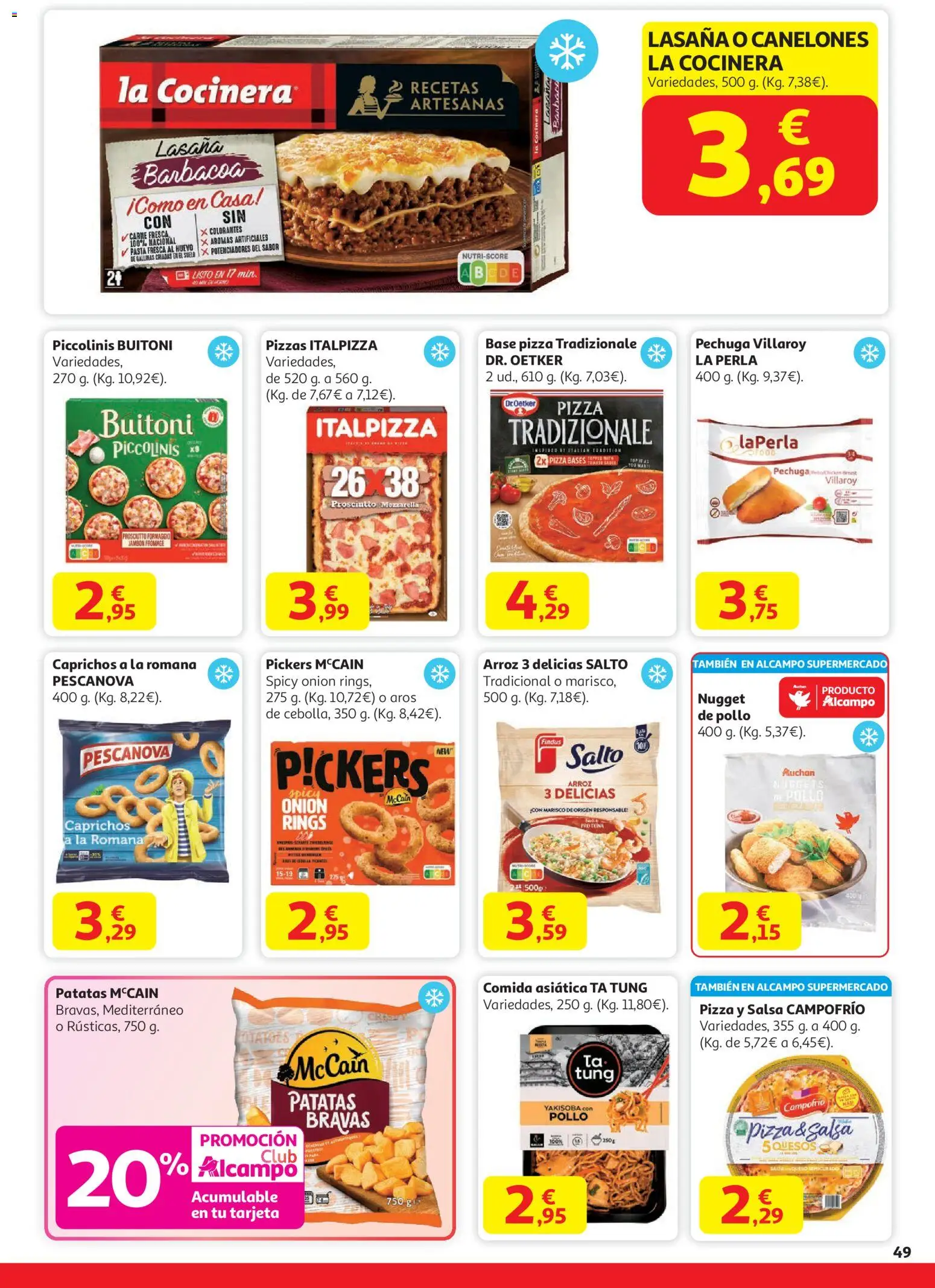 Alcampo - HG Unico │ válido desde el 11.12.2025 | Página: 49 | Productos: Pizza, Arroz, Lasaña, Nuggets