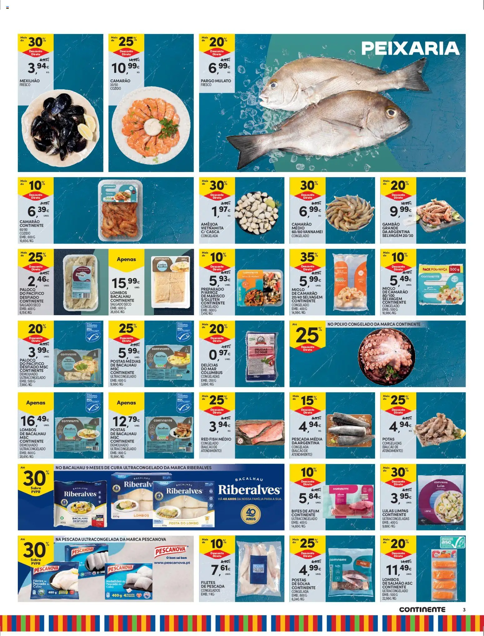 Continente - Madeira: Folheto Semanal │ válido de 28.10.2025 | Página: 3 | Produtos: Cabo, Pescada, Lulas, Salmão