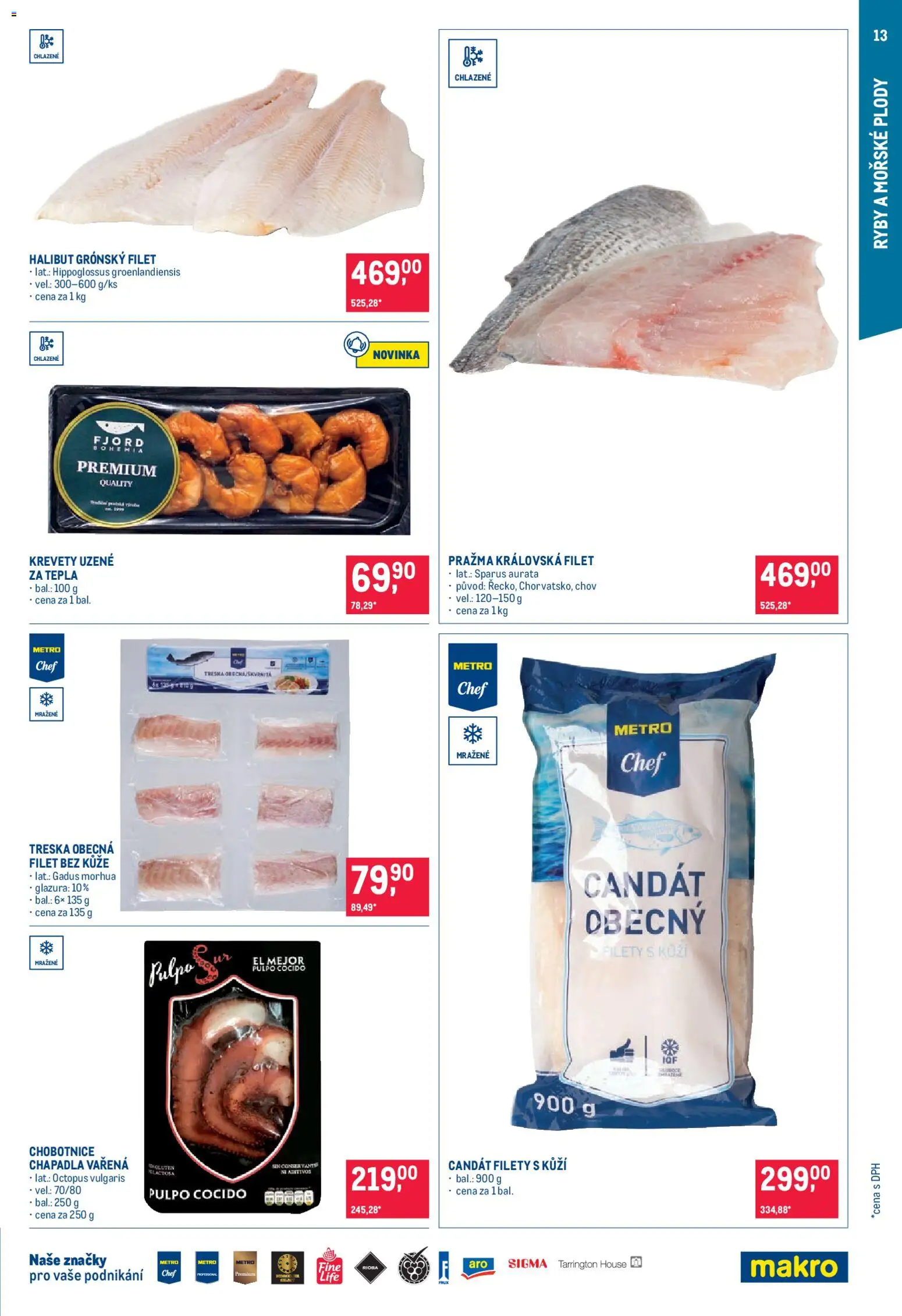 Makro leták - Pro milovníky jídla od 11.02.2026 | Strana: 13 | Produkty: Treska, Ryby, Chobotnice, Krevety