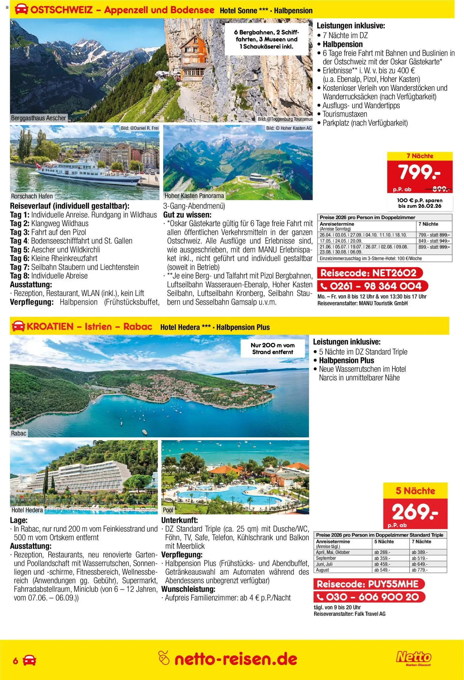 Netto Reisen Prospekt 	 – gültig ab 29.01.2026 | Seite: 6 | Produkte: Kühlschrank, Uhr