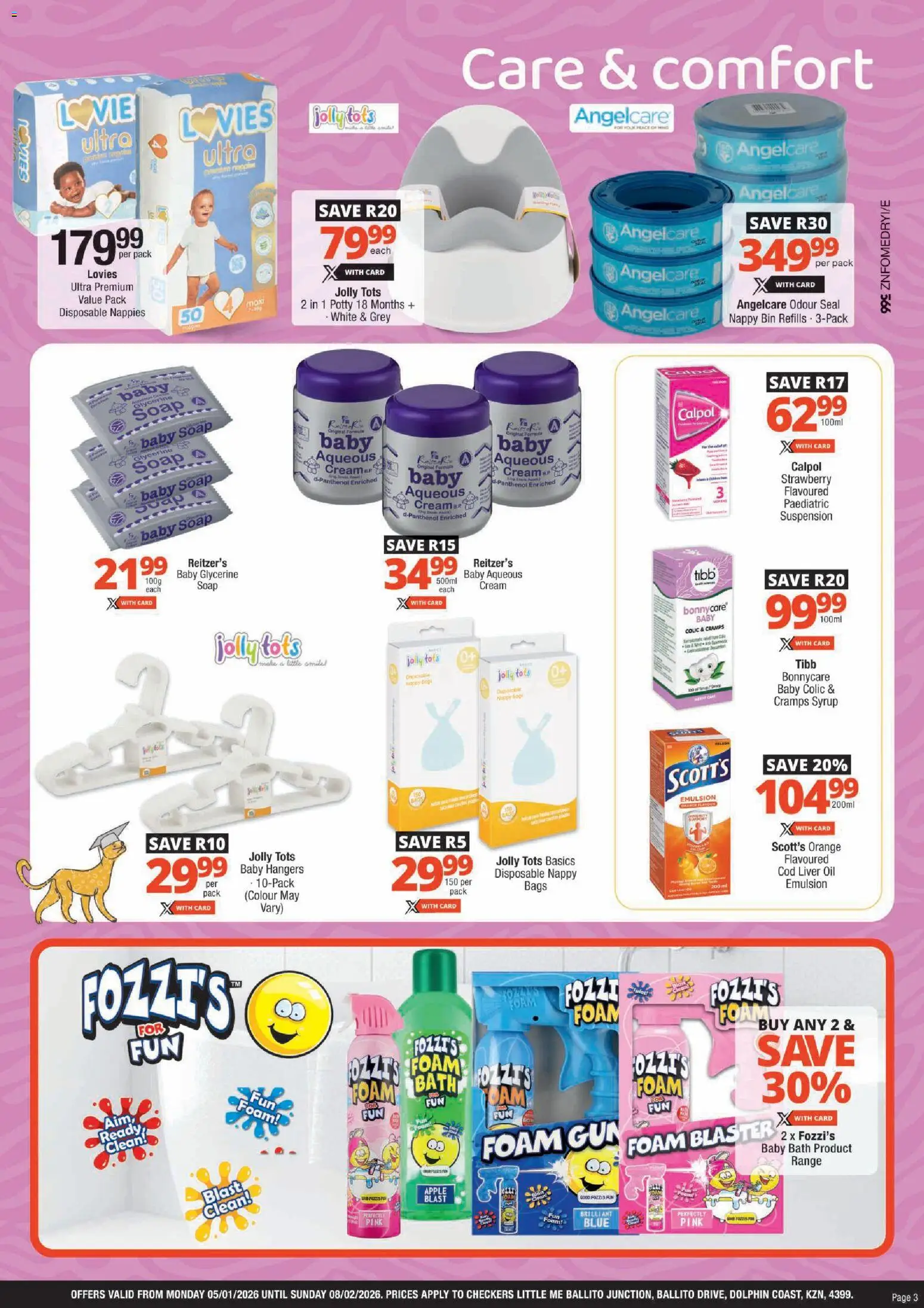 New Checkers catalogue – valid from 05.01.2026 | Page: 3 | Products: Creamer, Oil, Cream, Nappies