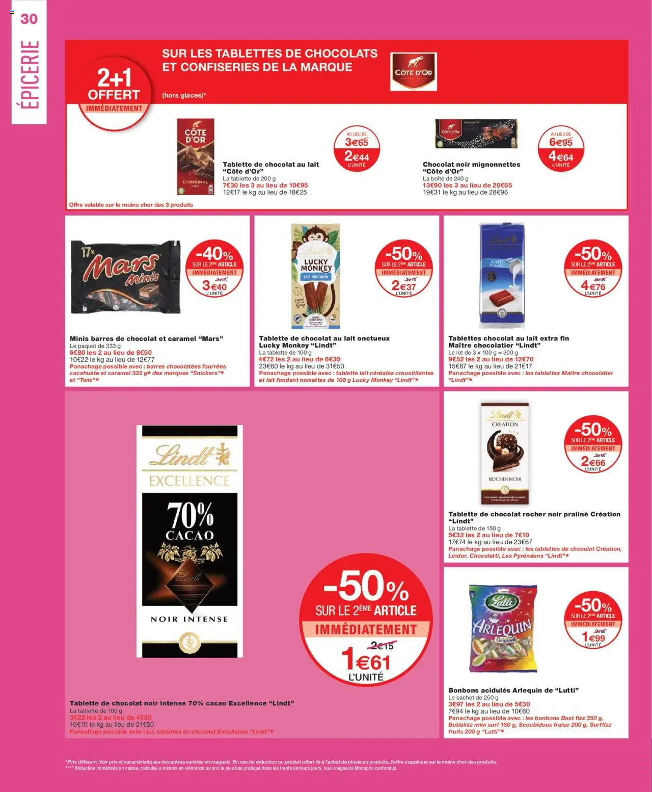 {H1} | Page: 30 | Produits: Fraise, Tablettes de chocolat, Lait, Bonbons