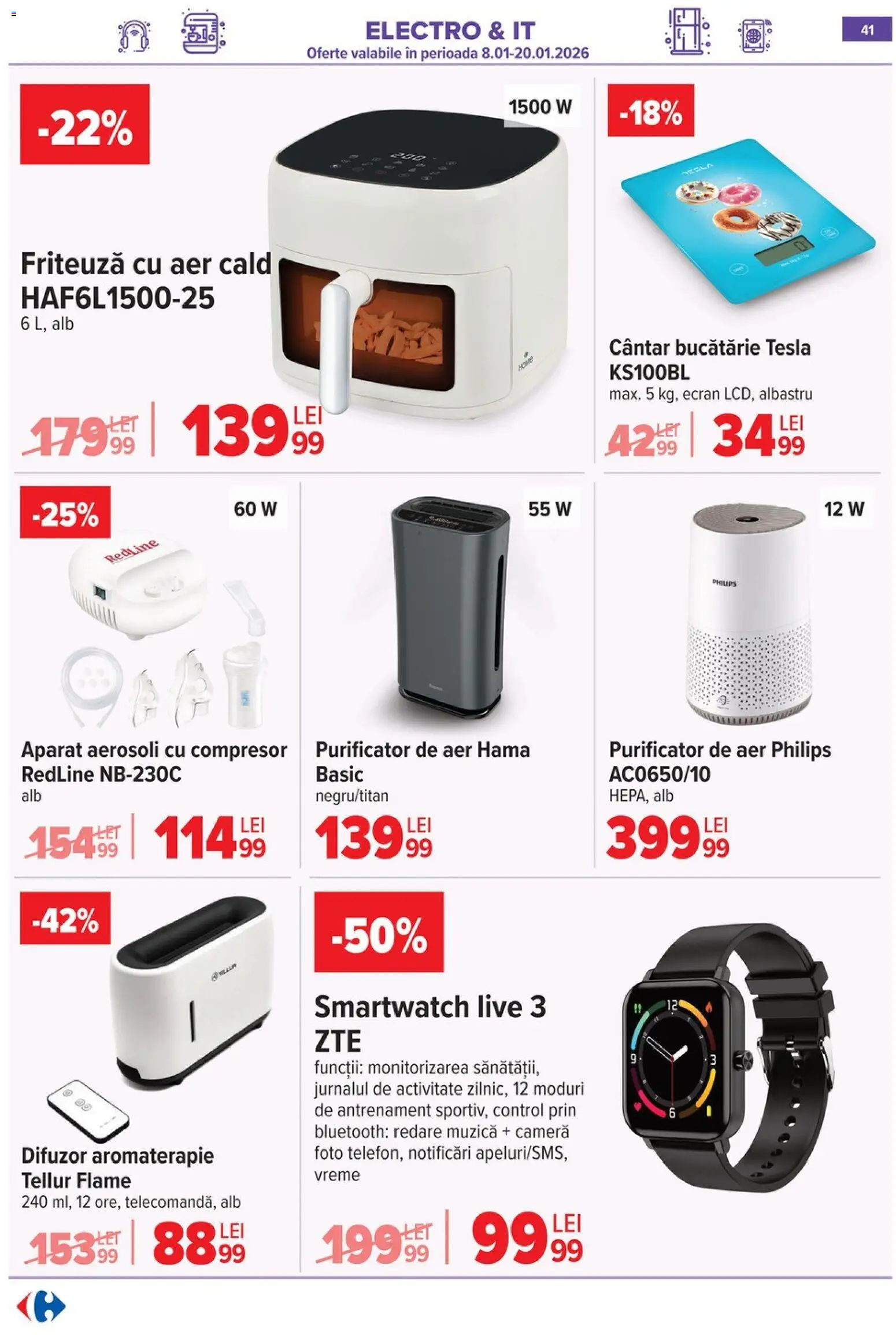 Noul catalog Carrefour – valabil de la 14.01.2026 | Pagină: 43 | Produse: Difuzor, Purificator De Aer, Cântar, Bucătărie